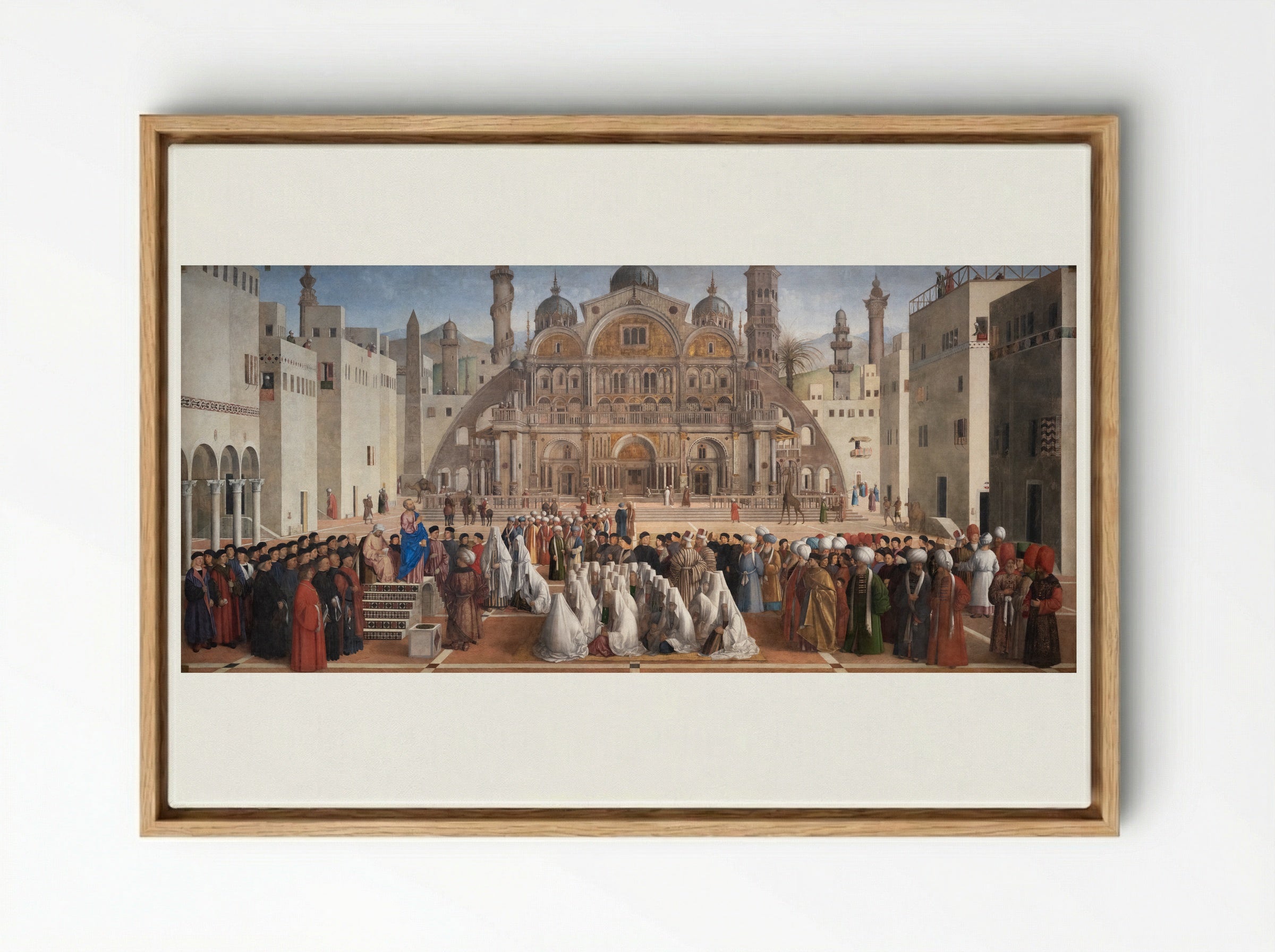 St. Mark Preaching in Alexandria - Giovanni Bellini - Framed Canvas Wood
