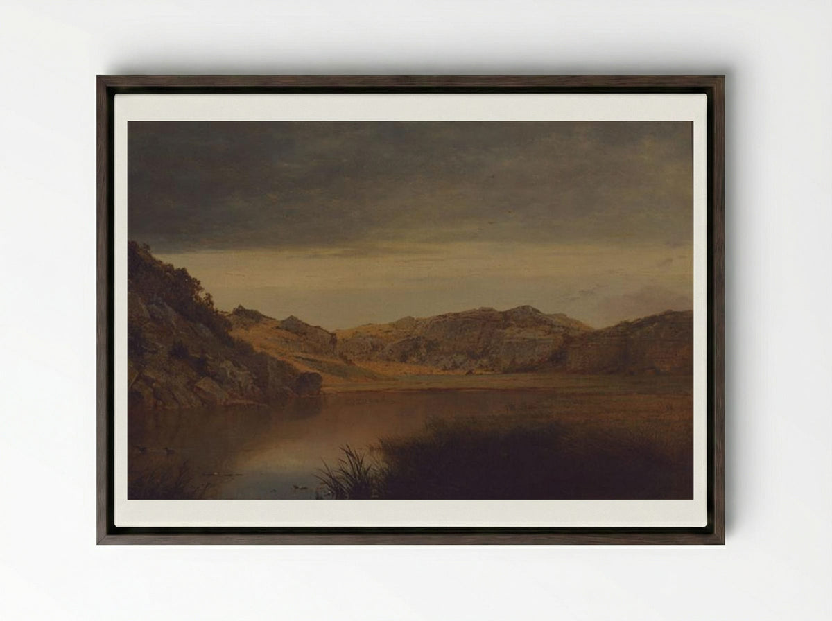 Paradise Rocks, Newport - John Frederick Kensett - Framed Canvas Dark Wood