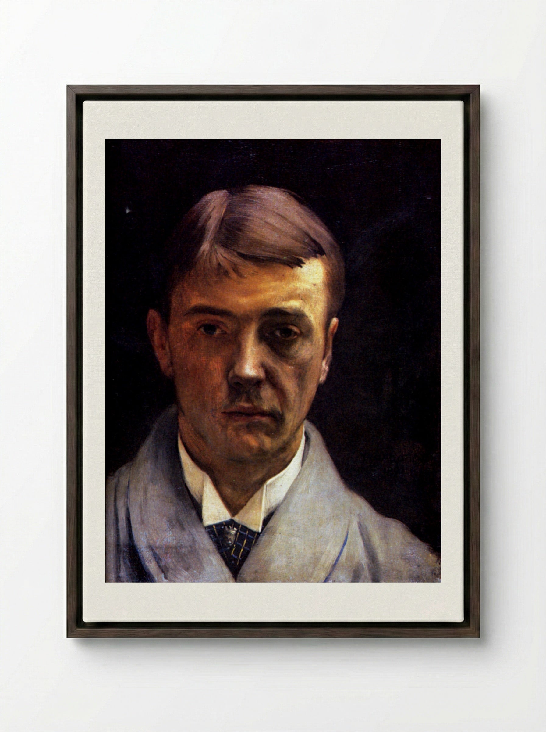 My portrait (Self-Portrait) - Félix Vallotton - Framed Canvas Dark Wood