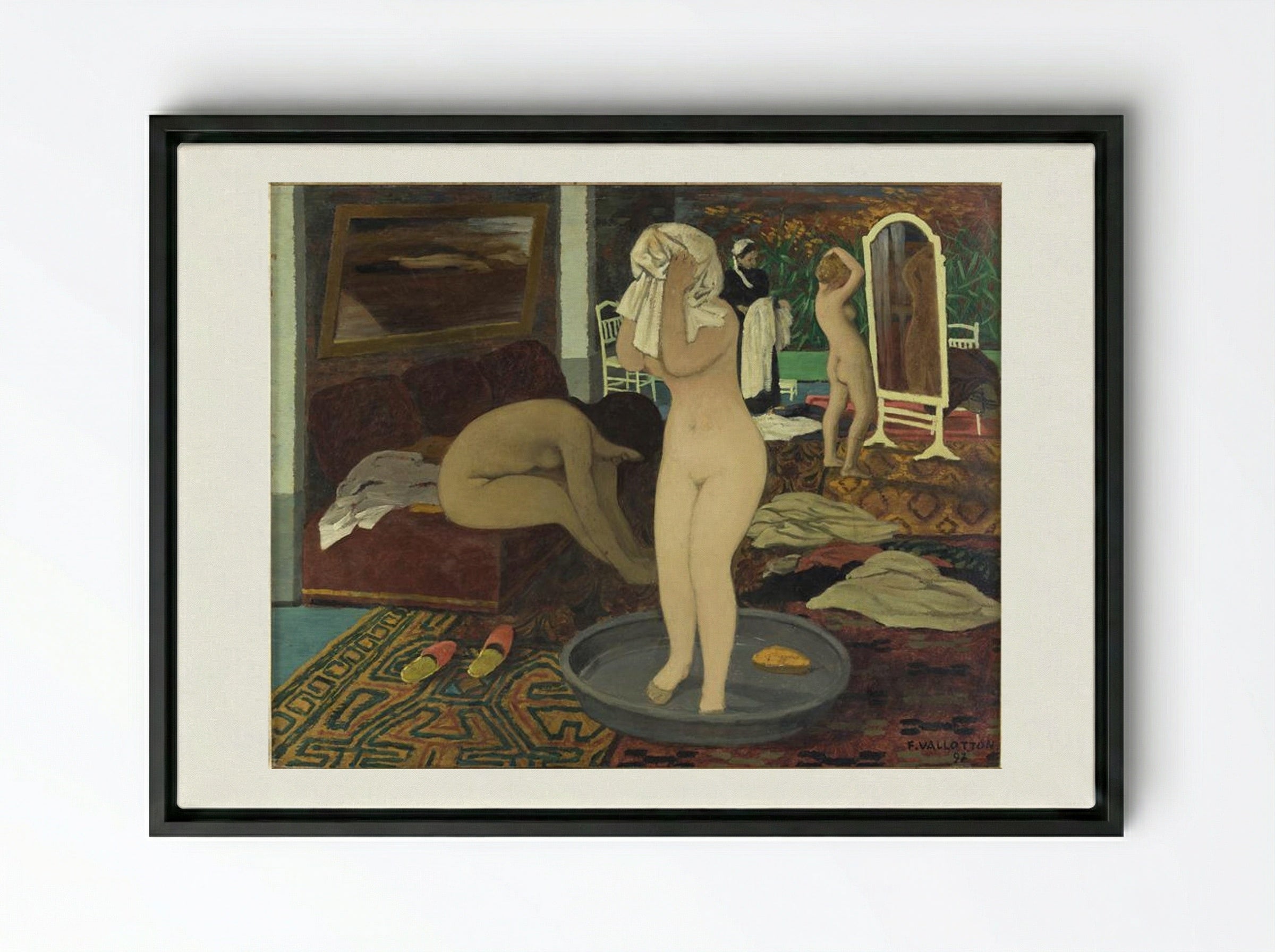 Women at Their Toilet - Félix Vallotton - Framed Canvas Black