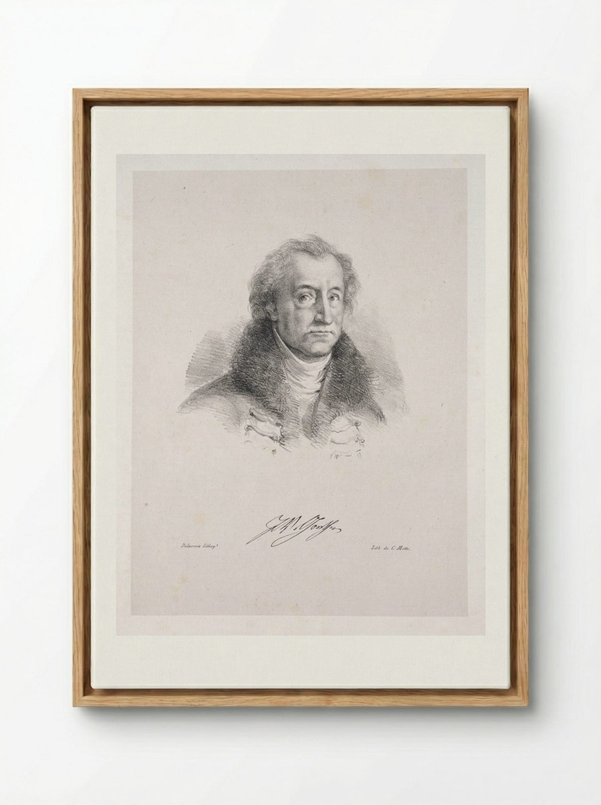 Portrait of Johann Wolfgang von Goethe - Eugène Delacroix - Framed Canvas Wood