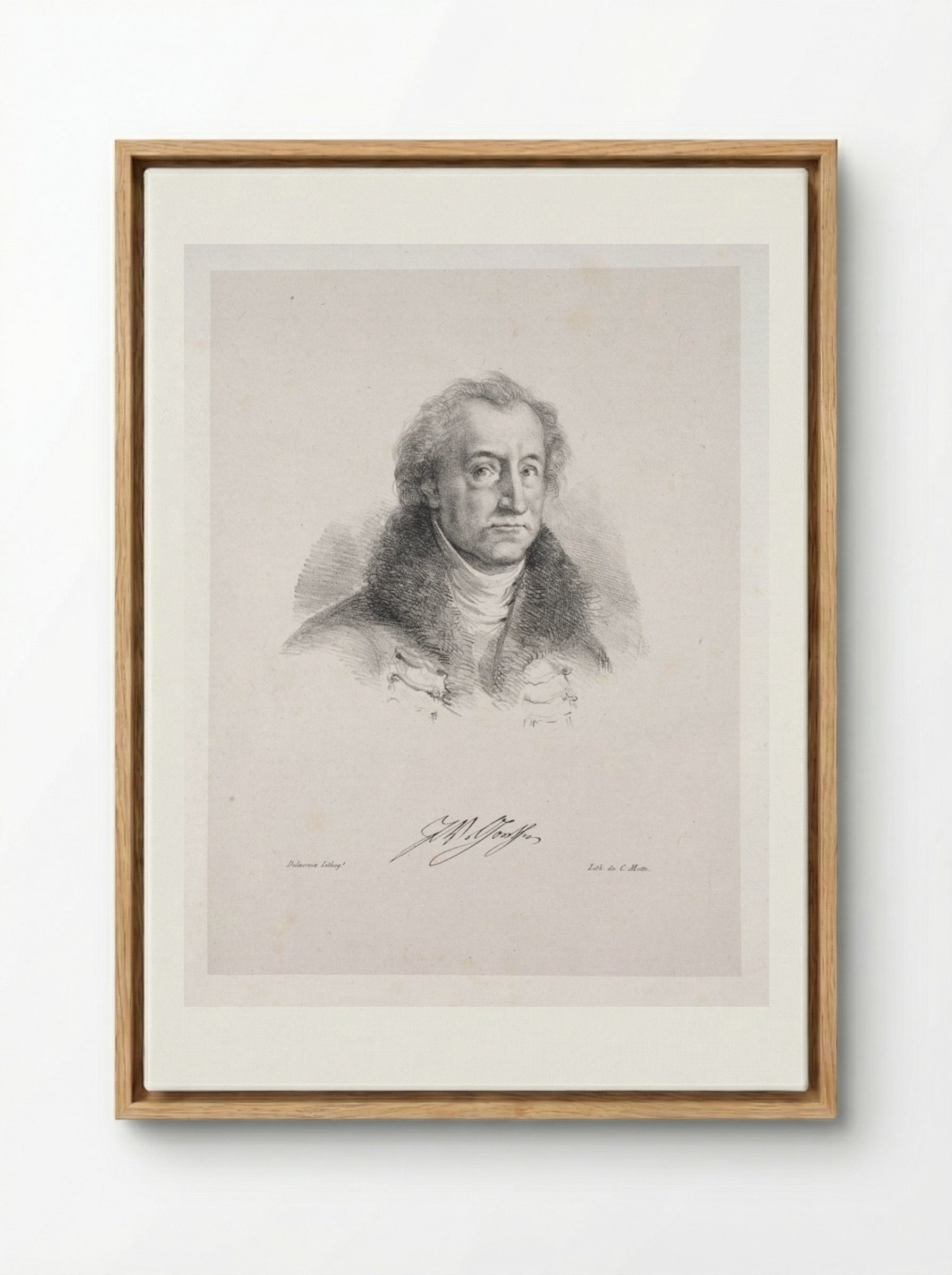 Portrait of Johann Wolfgang von Goethe - Eugène Delacroix - Framed Canvas Wood
