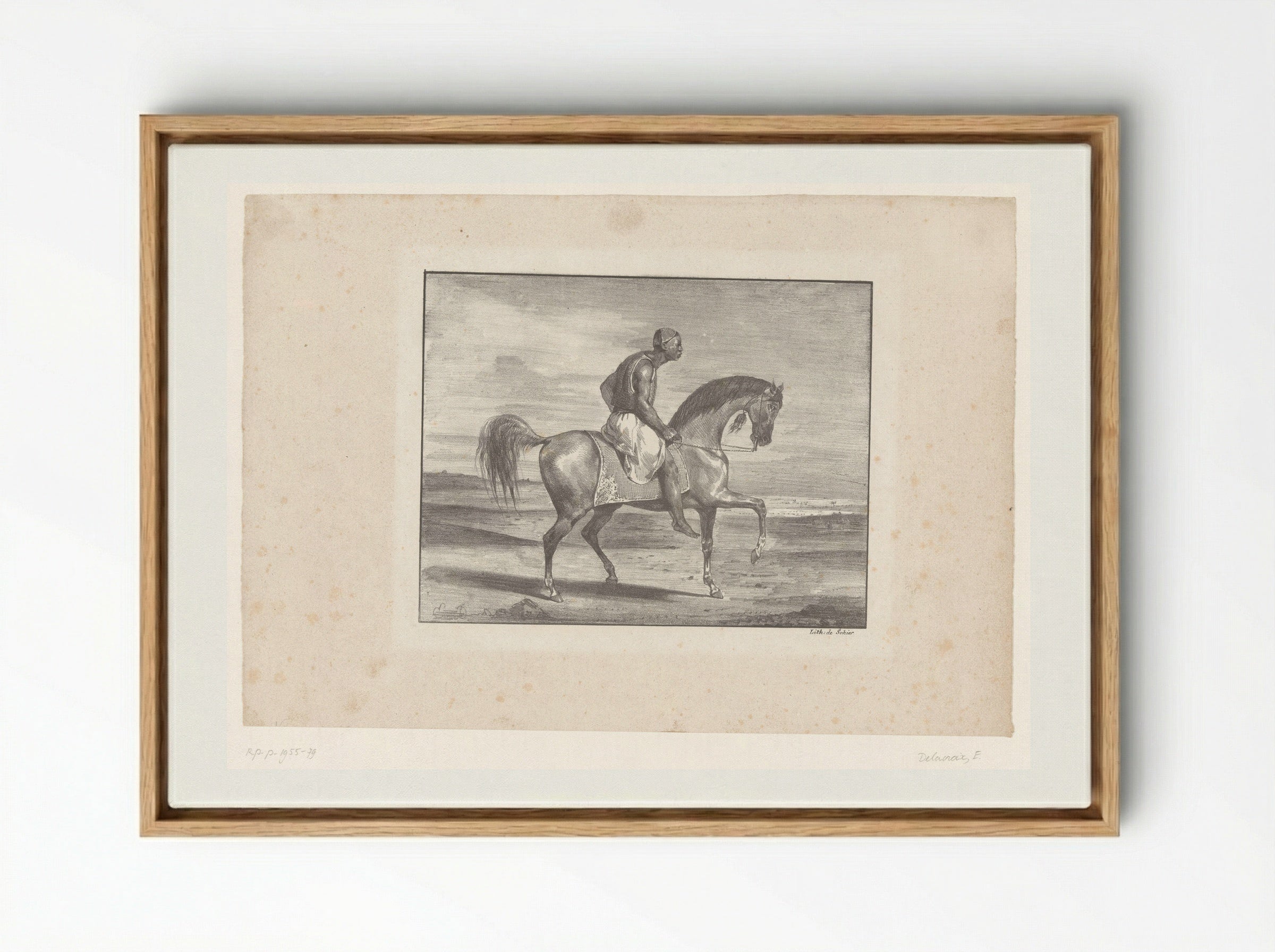 Man on Horseback in the Desert - Eugène Delacroix - Framed Canvas Wood