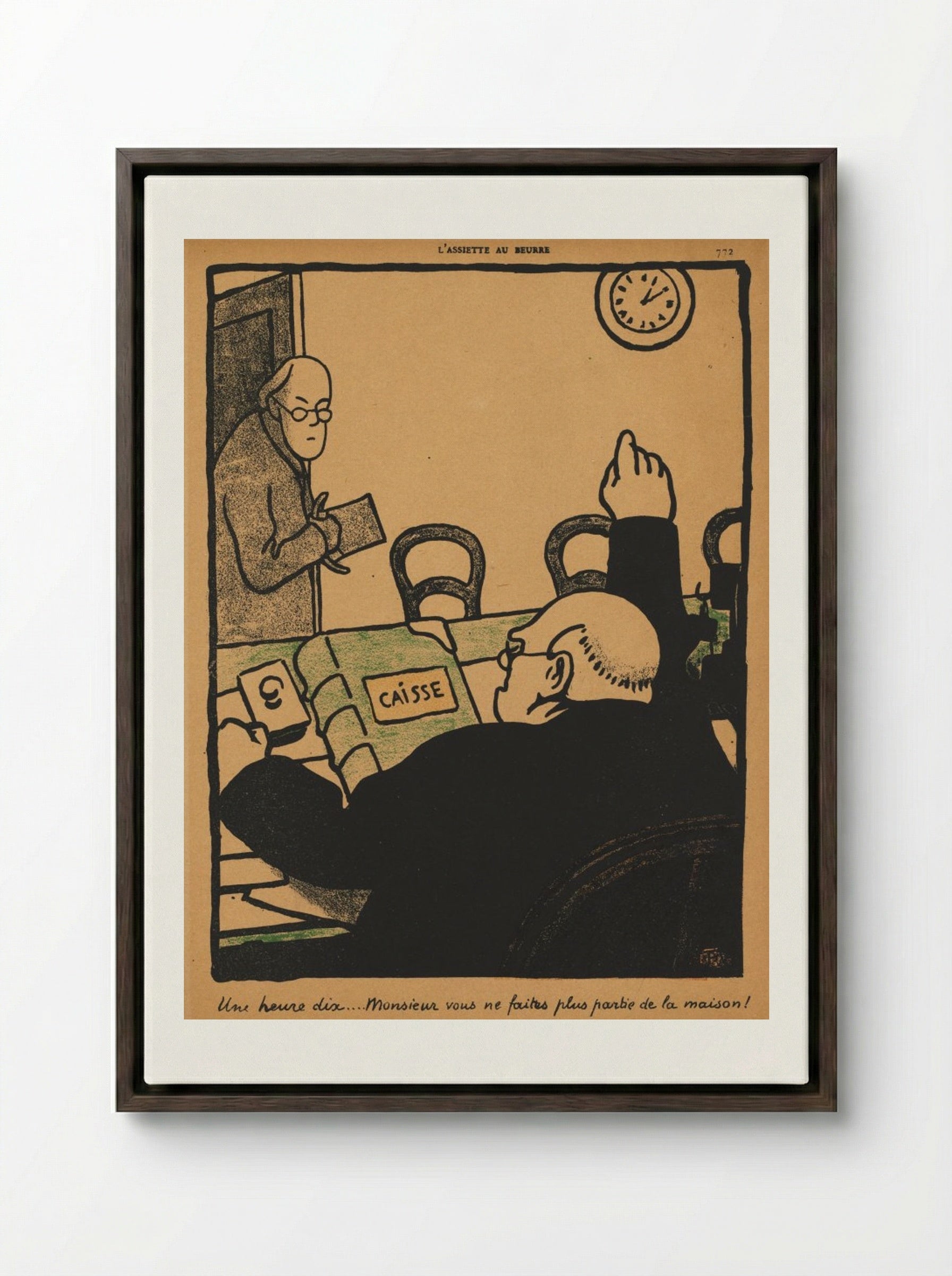 Ten past one... - Félix Vallotton - Framed Canvas Dark Wood