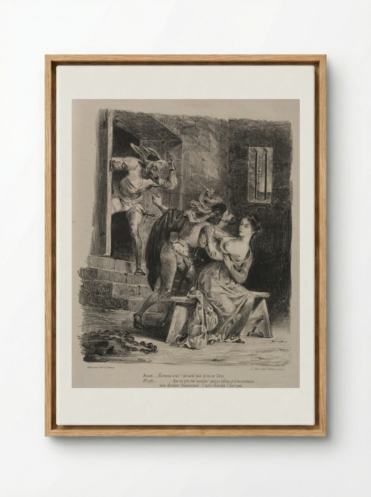 Faust in the Prison of Marguerite - Eugène Delacroix - Framed Canvas Wood