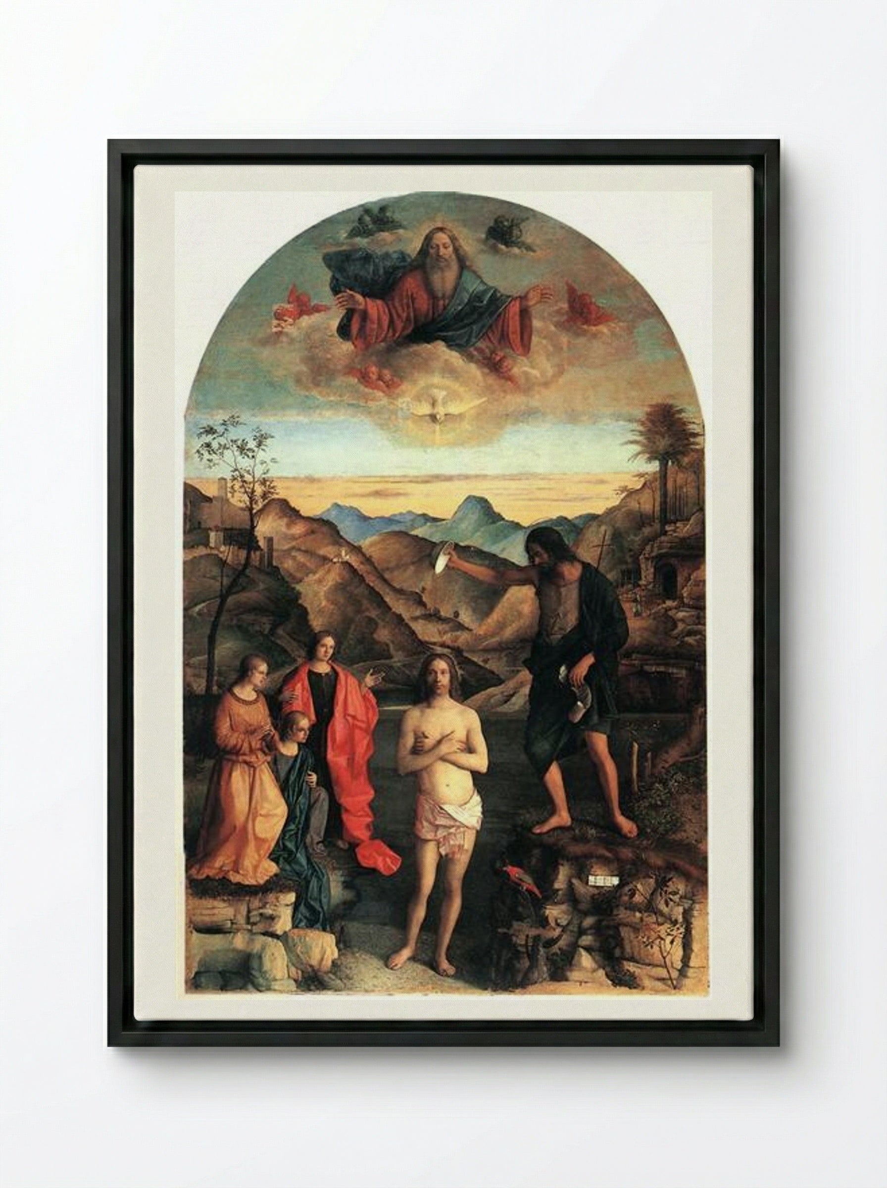 Baptism of Christ - Giovanni Bellini - Framed Canvas Black