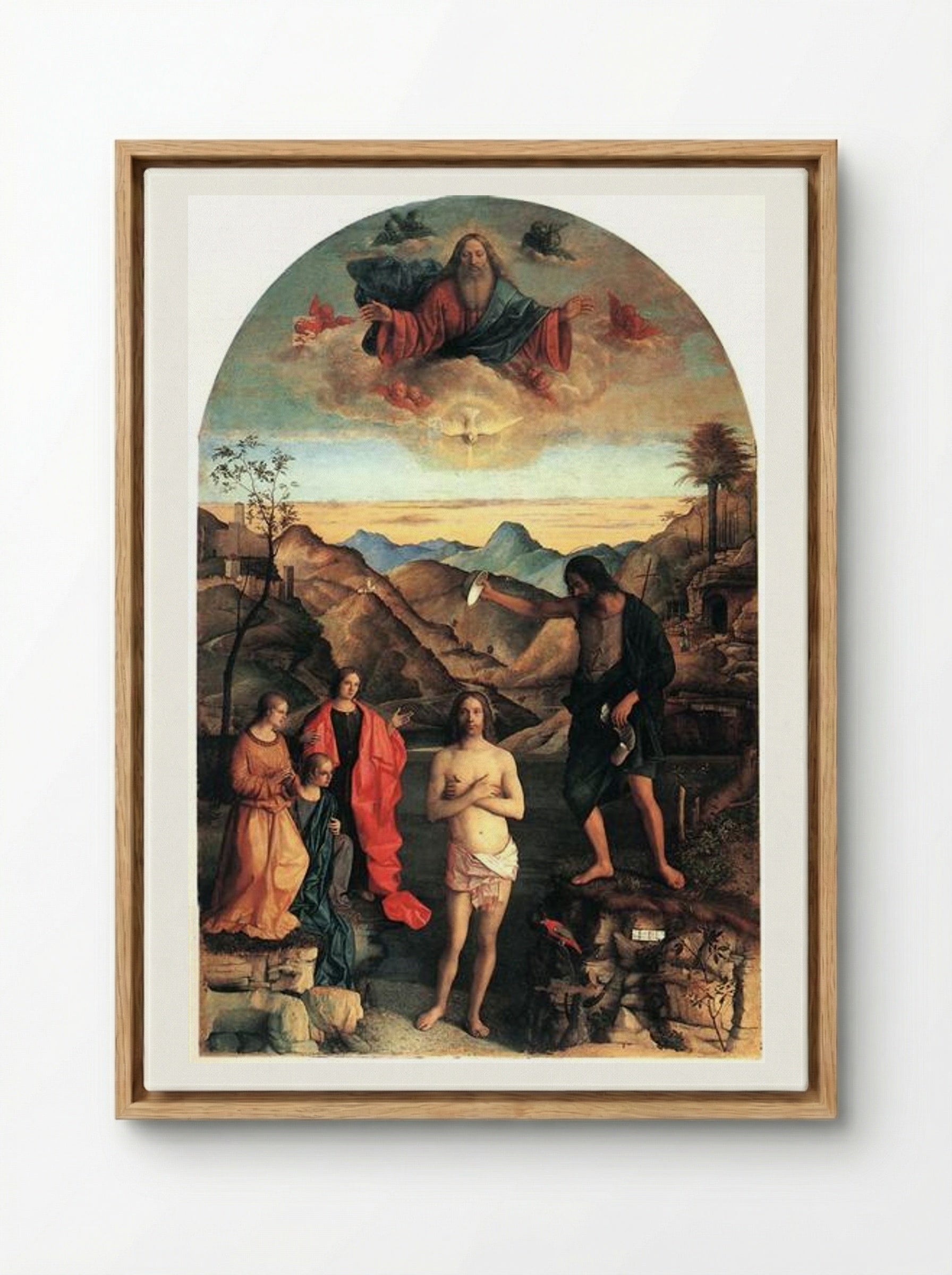 Baptism of Christ - Giovanni Bellini - Framed Canvas Wood