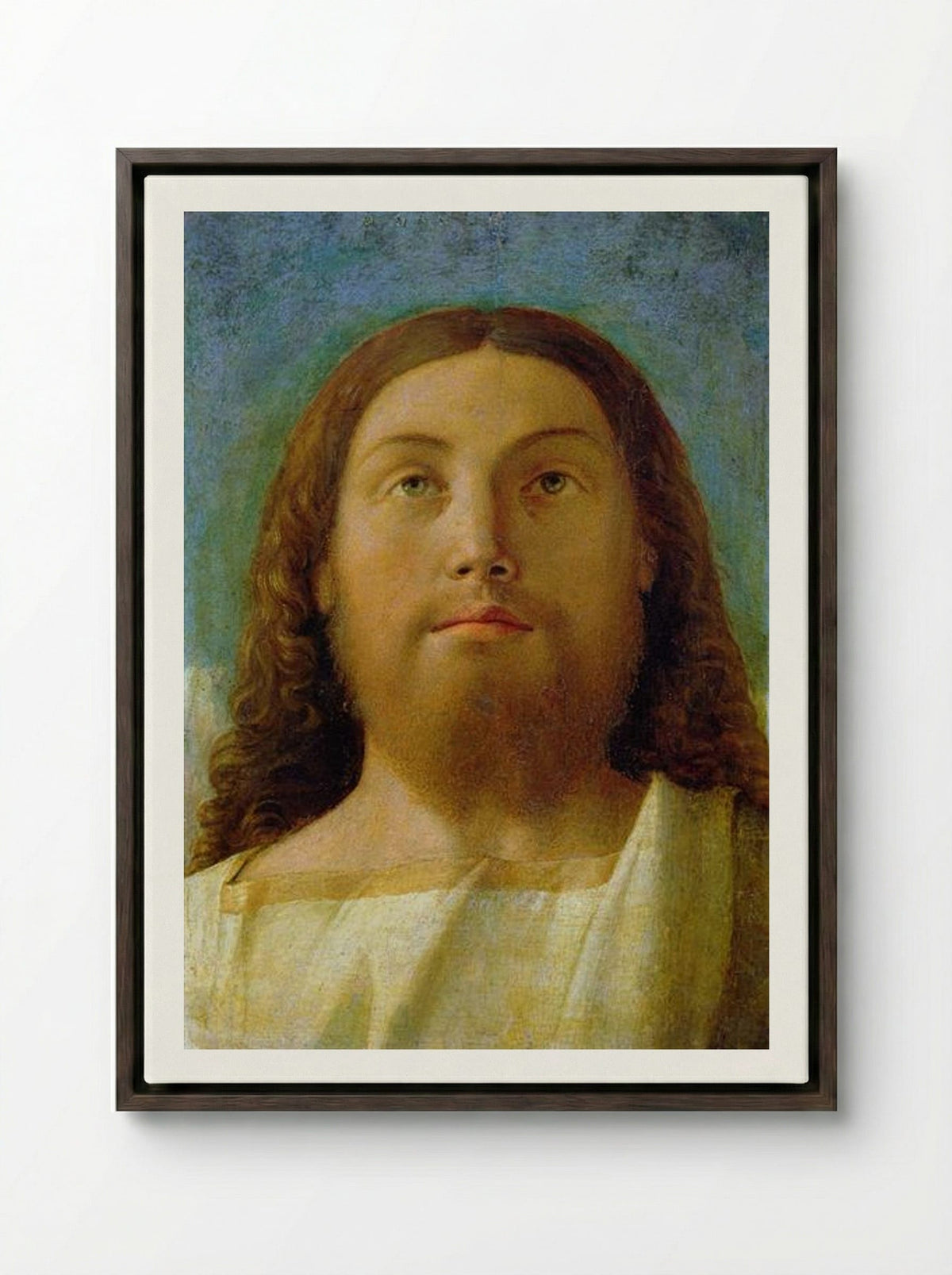 The Redeemer - Giovanni Bellini - Framed Canvas Dark Wood