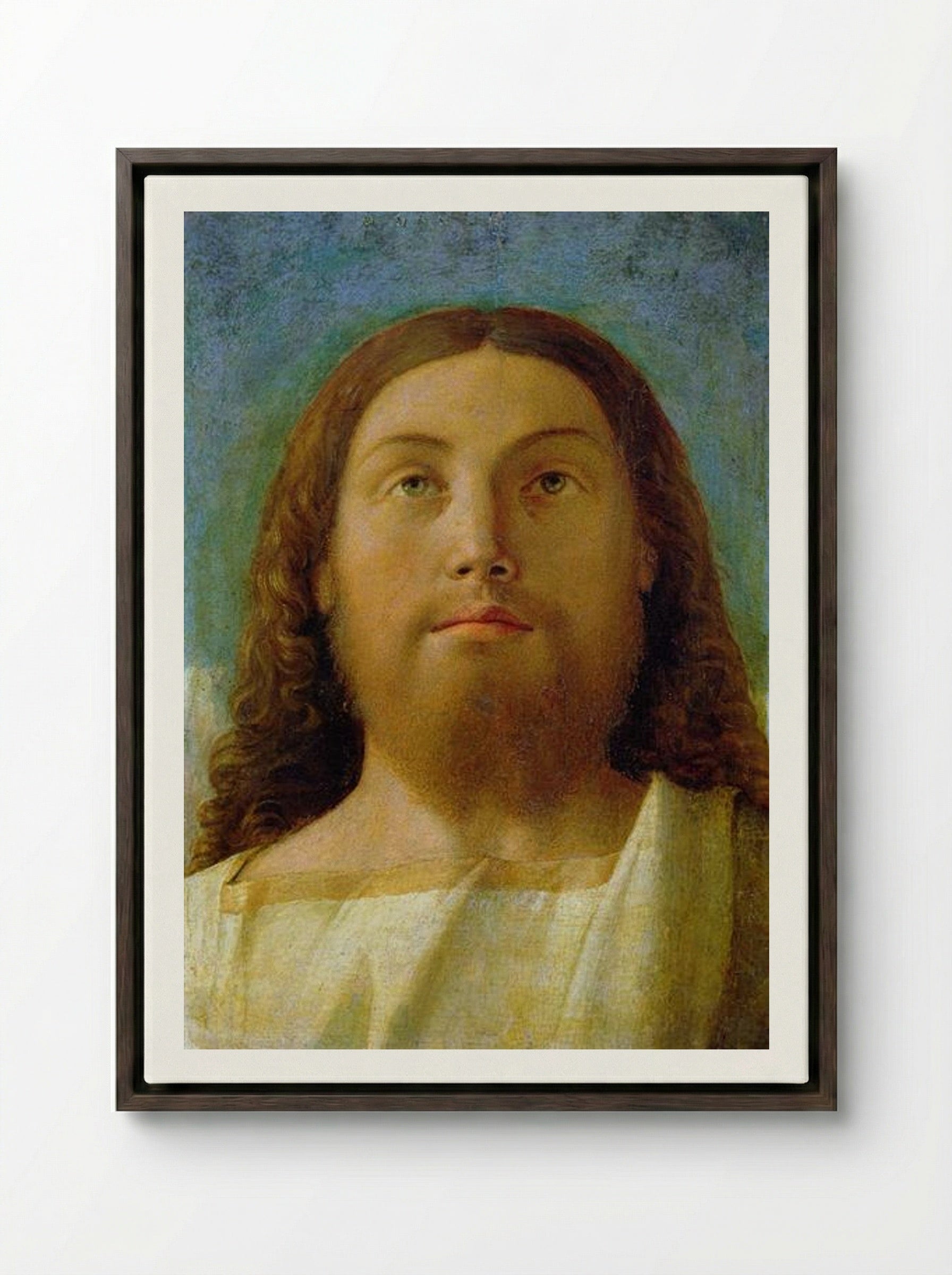 The Redeemer - Giovanni Bellini - Framed Canvas Dark Wood