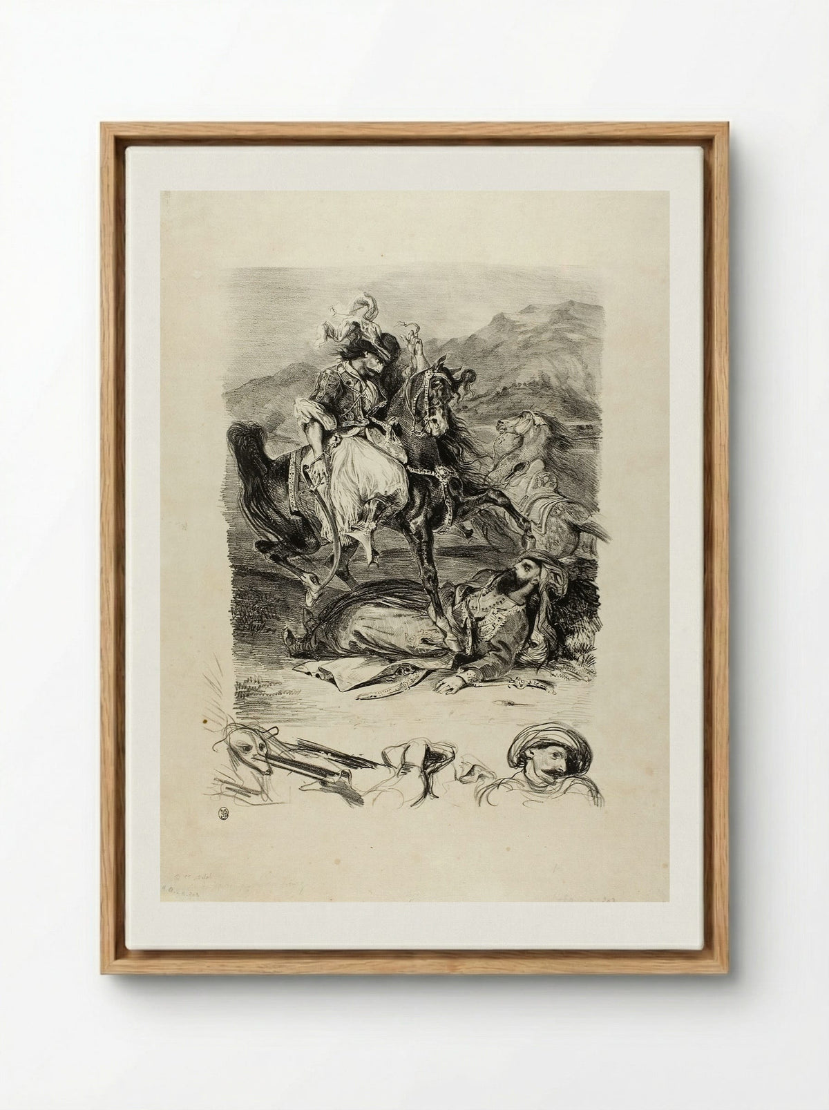 Combat Between the Giaour and the Pasha - Eugène Delacroix - Framed Canvas Wood