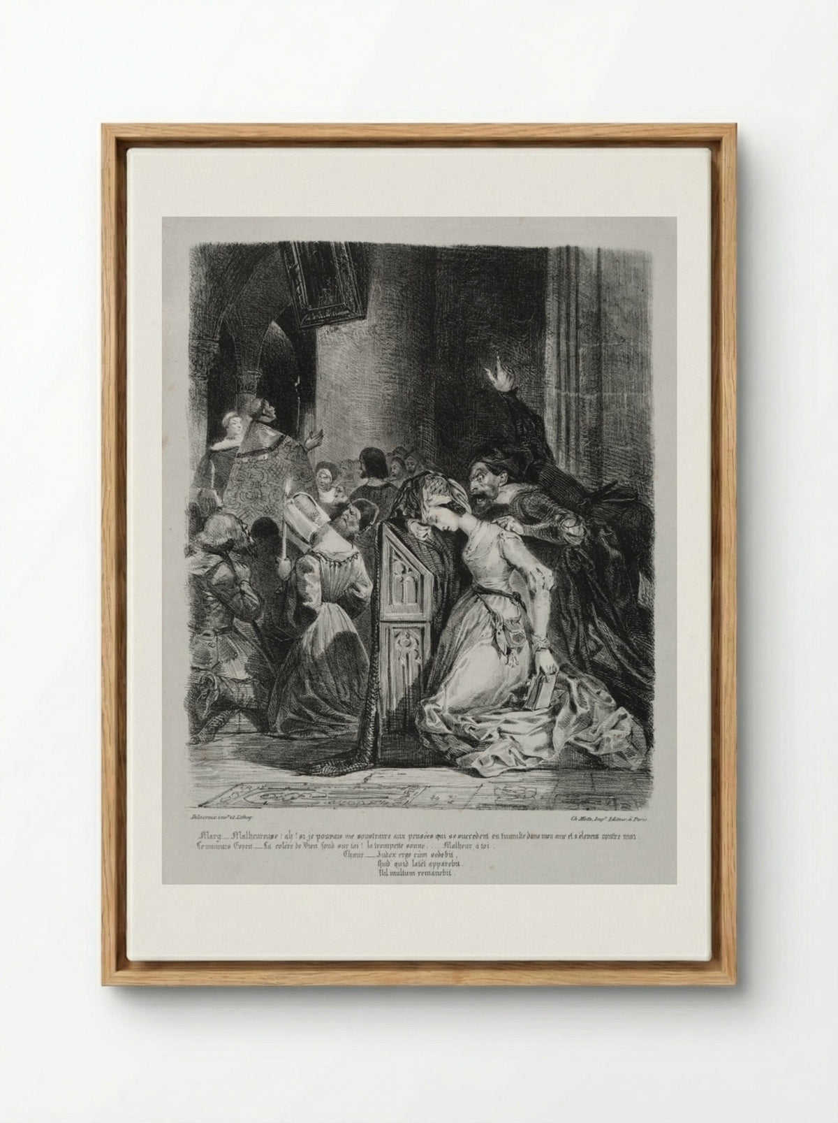 Marguerite at Church (from Faust) - Eugène Delacroix - Framed Canvas Wood