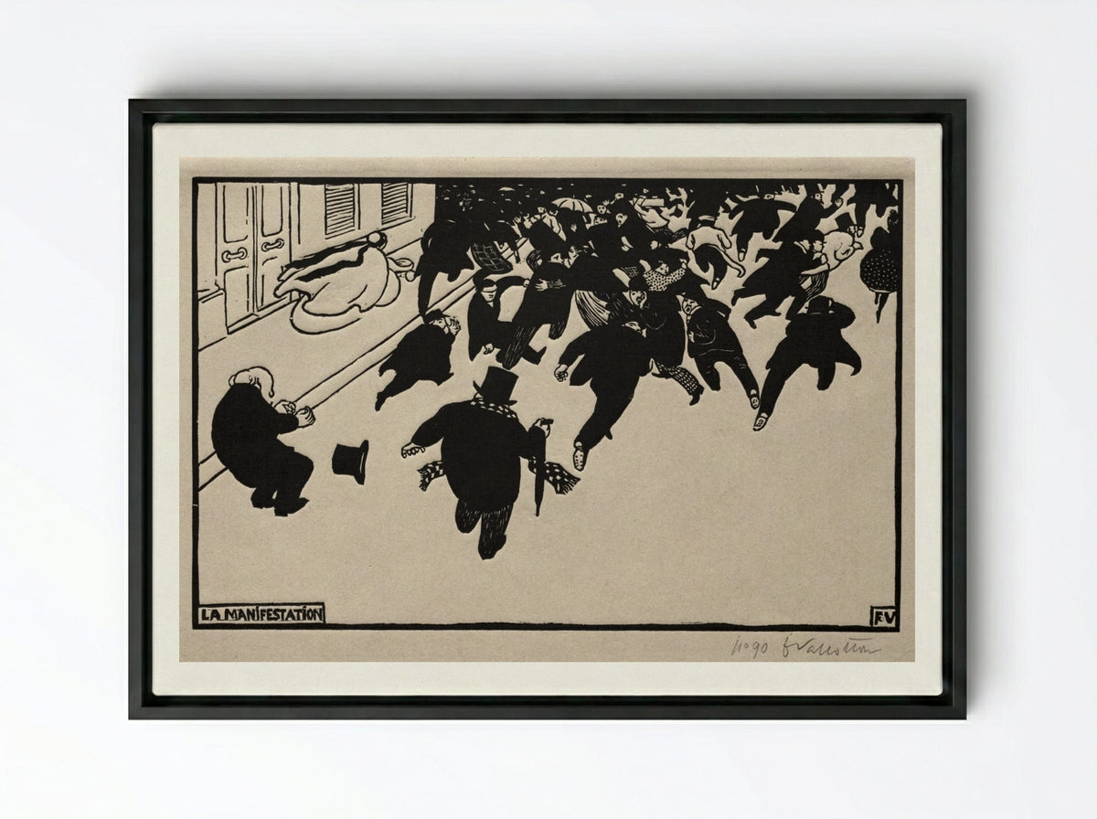 The Protest - Félix Vallotton - Framed Canvas Black