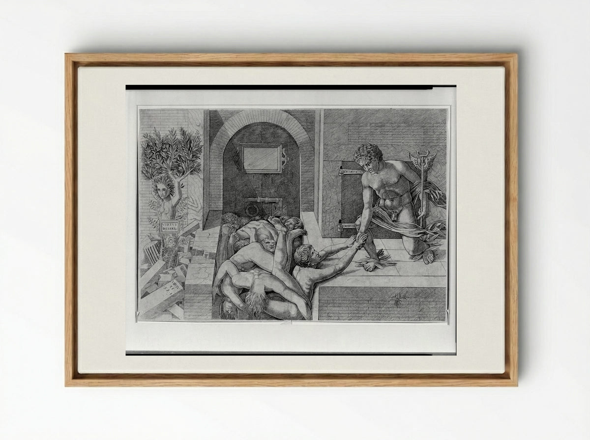 Ignorance and Mercury: An Allegory of Virtue and Vice (Lower Half) - Andrea Mantegna - Framed Canvas Wood