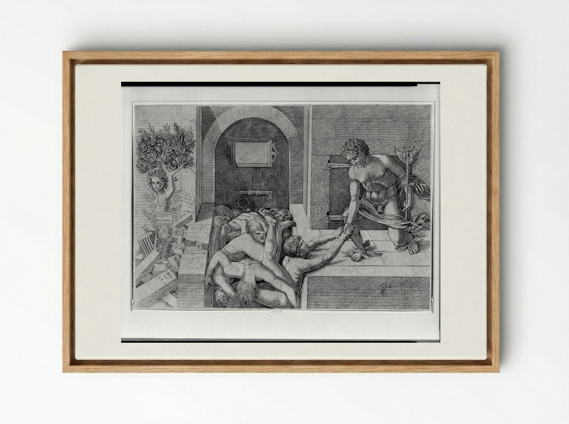 Ignorance and Mercury: An Allegory of Virtue and Vice (Lower Half) - Andrea Mantegna - Framed Canvas Wood