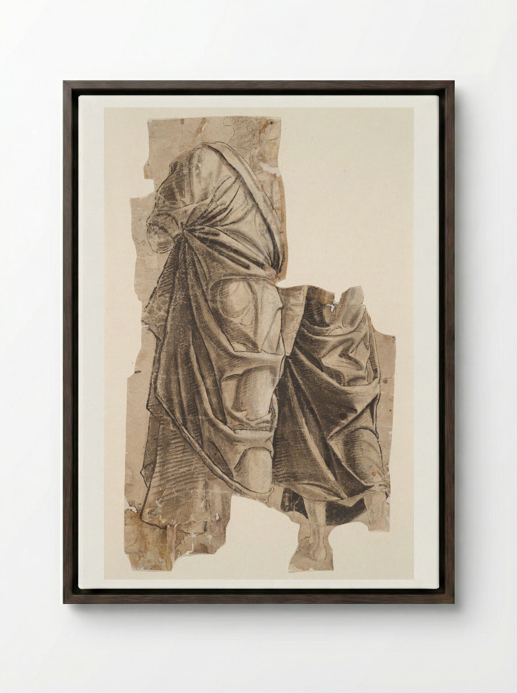 Two Apostles Watching the Ascension of Christ - Andrea Mantegna - Framed Canvas Dark Wood