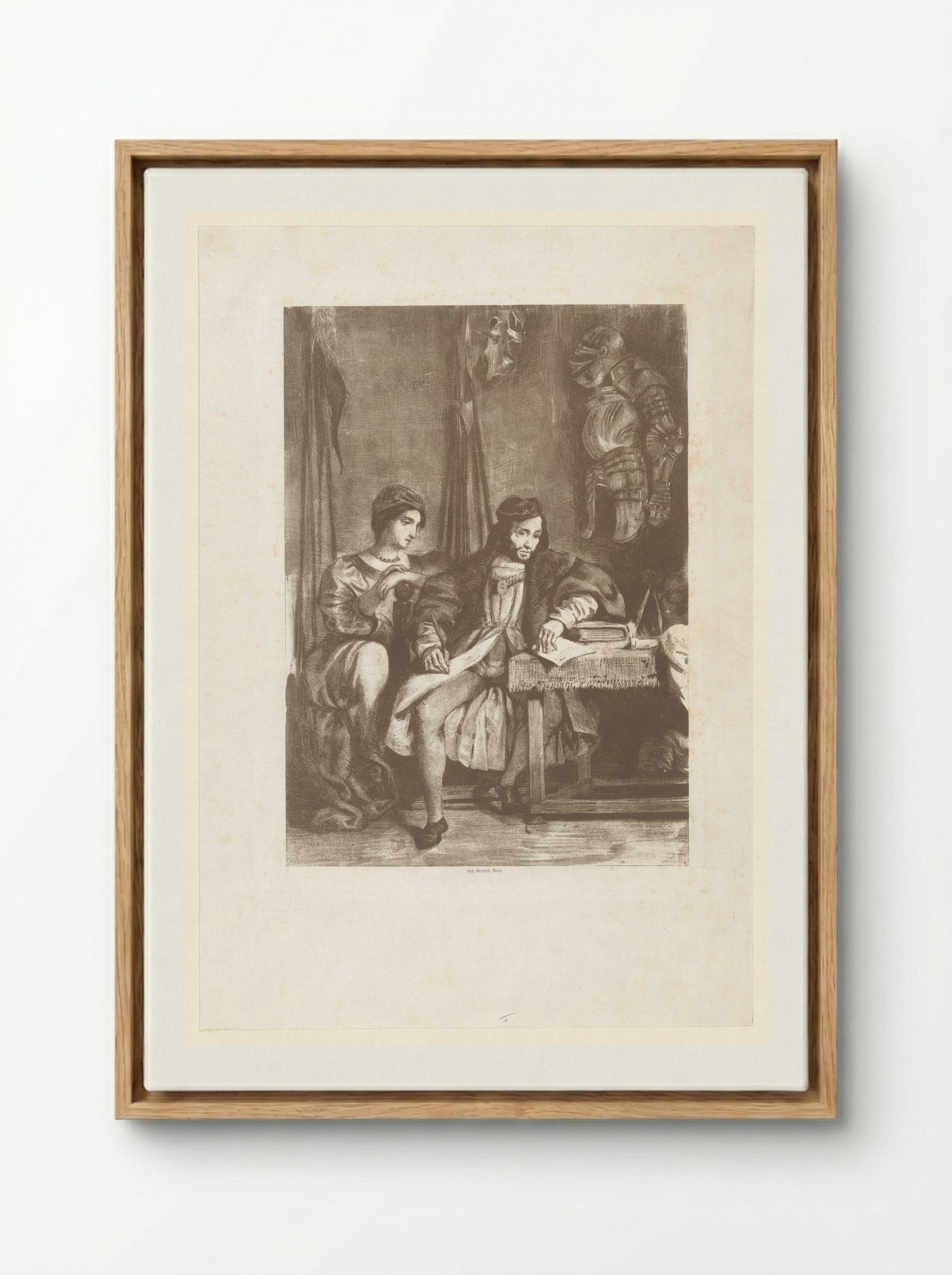 Götz von Berlichingen Writing His Memoirs - Eugène Delacroix - Framed Canvas Wood