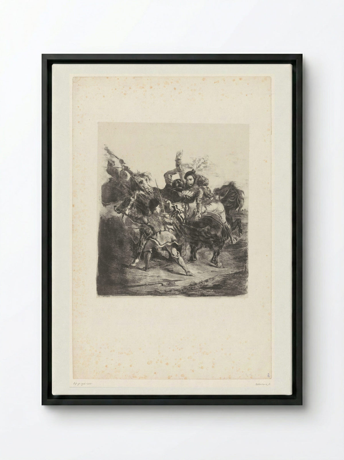 Weislingen Captured by the Men of Götz - Eugène Delacroix - Framed Canvas Black