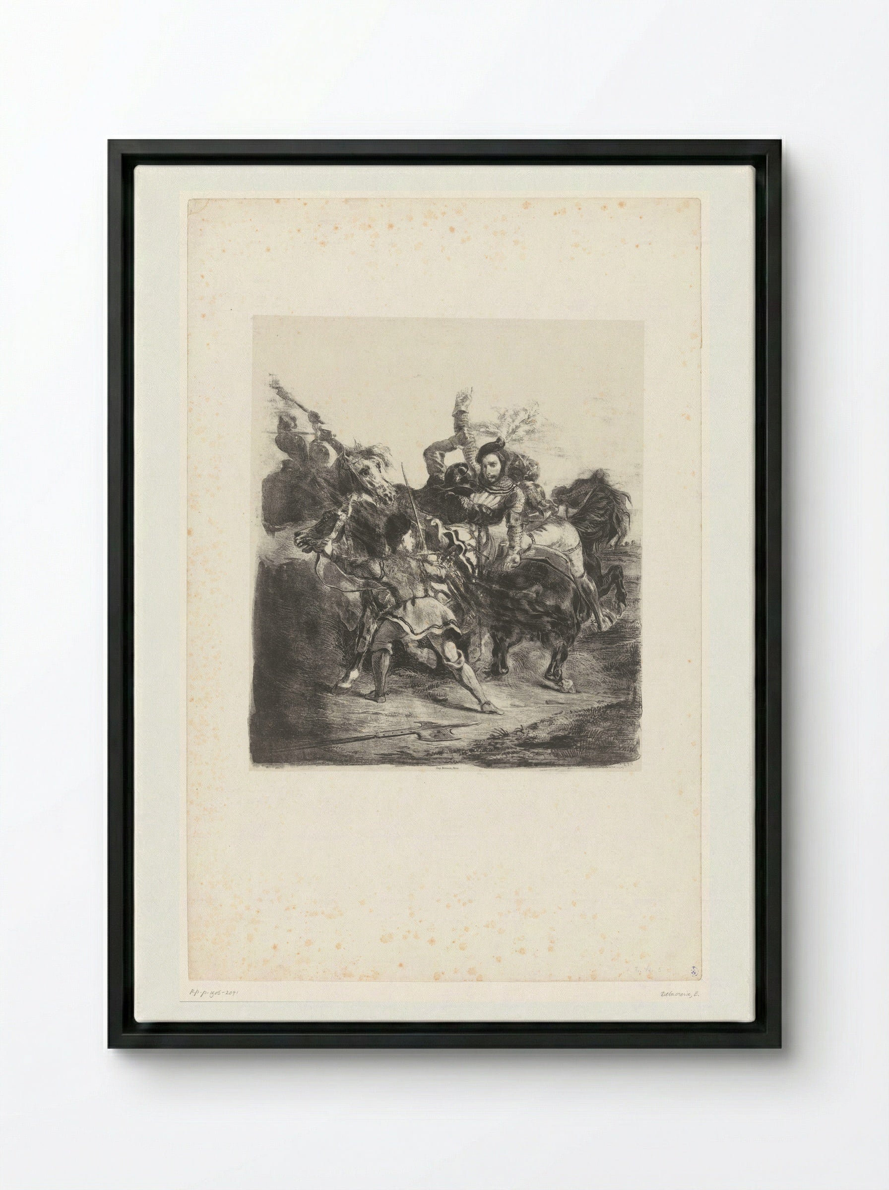 Weislingen Captured by the Men of Götz - Eugène Delacroix - Framed Canvas Black