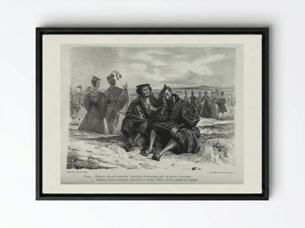 Faust and Wagner - Eugène Delacroix - Framed Canvas Black