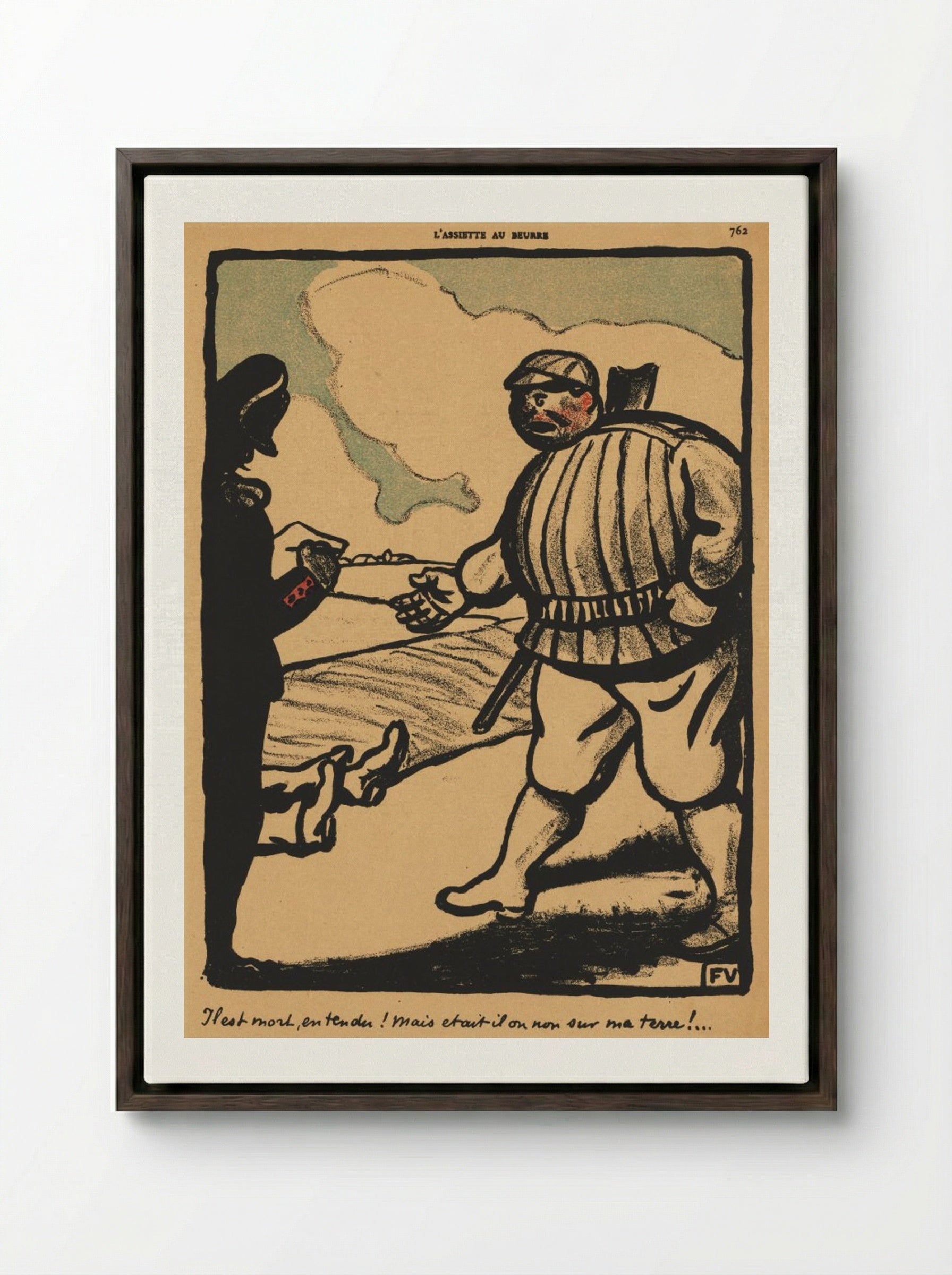 All right, so he's dead!... - Félix Vallotton - Framed Canvas Dark Wood