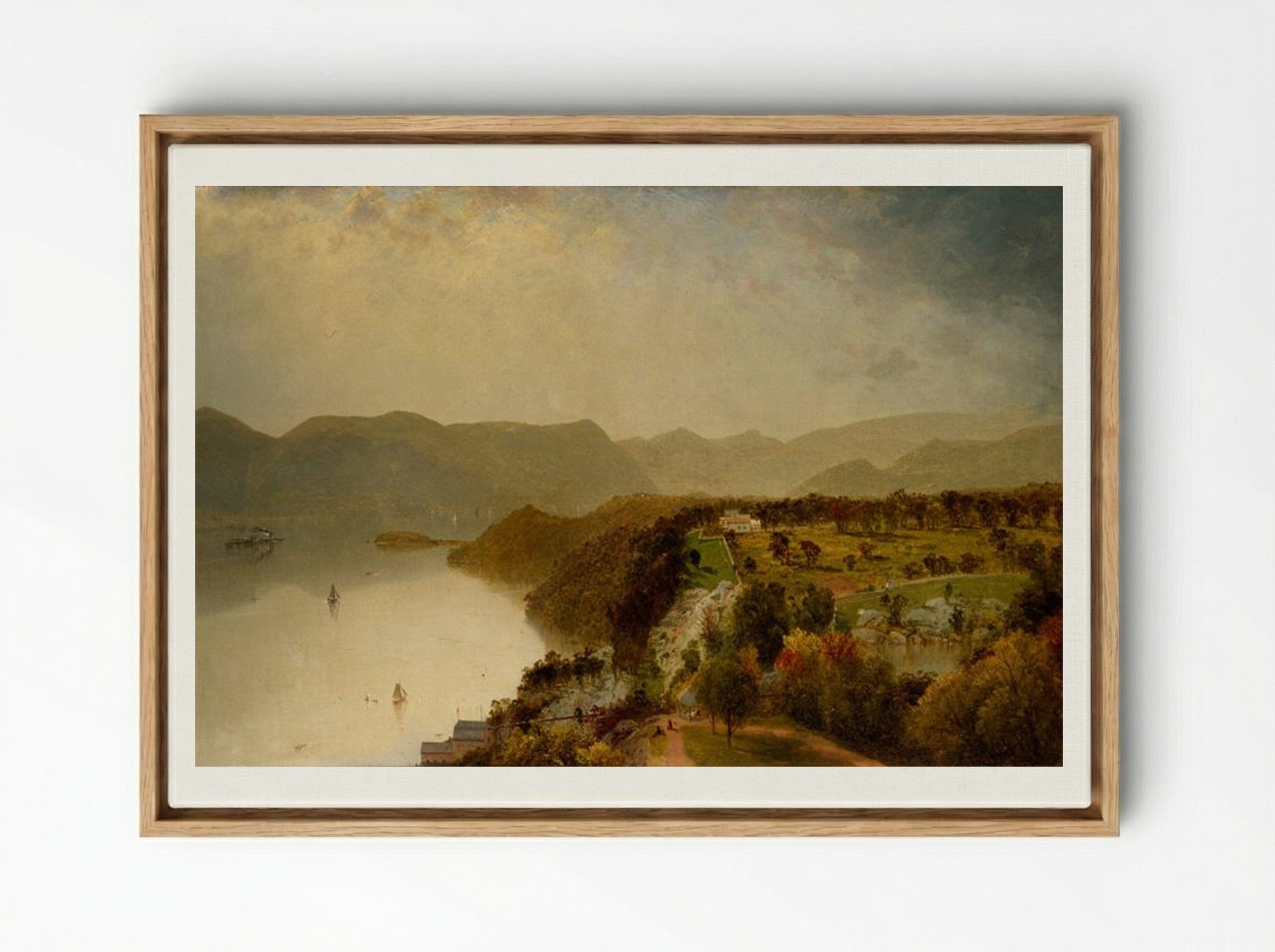 View from Cozzen's Hotel near West Point, N.Y. - John Frederick Kensett - Framed Canvas Wood