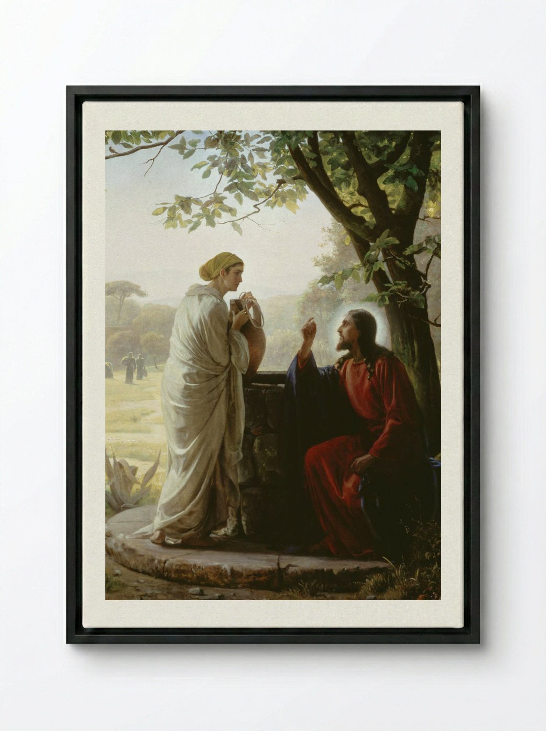 Woman at the Well - Carl Bloch - Framed Canvas Black