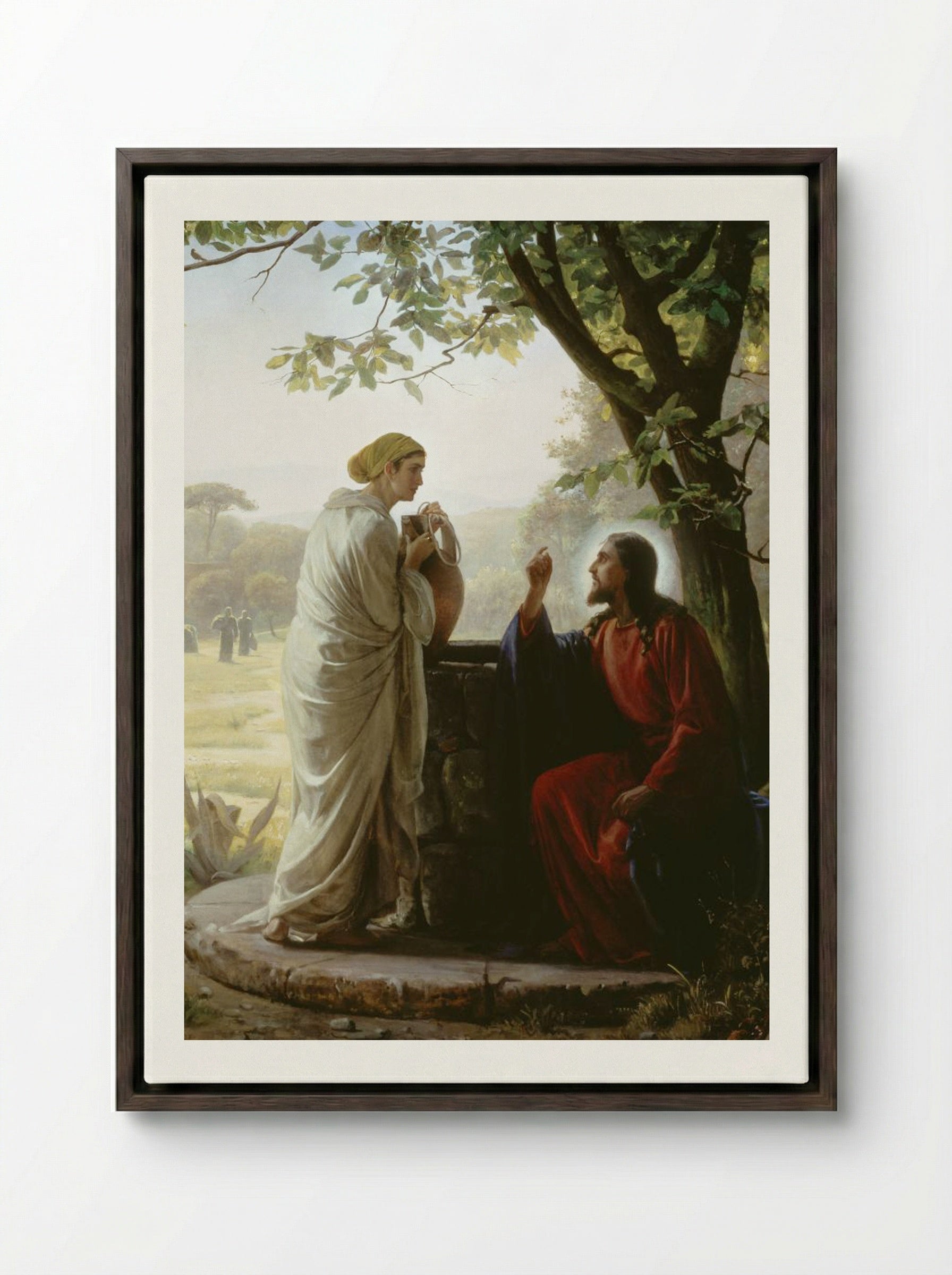 Woman at the Well - Carl Bloch - Framed Canvas Dark Wood