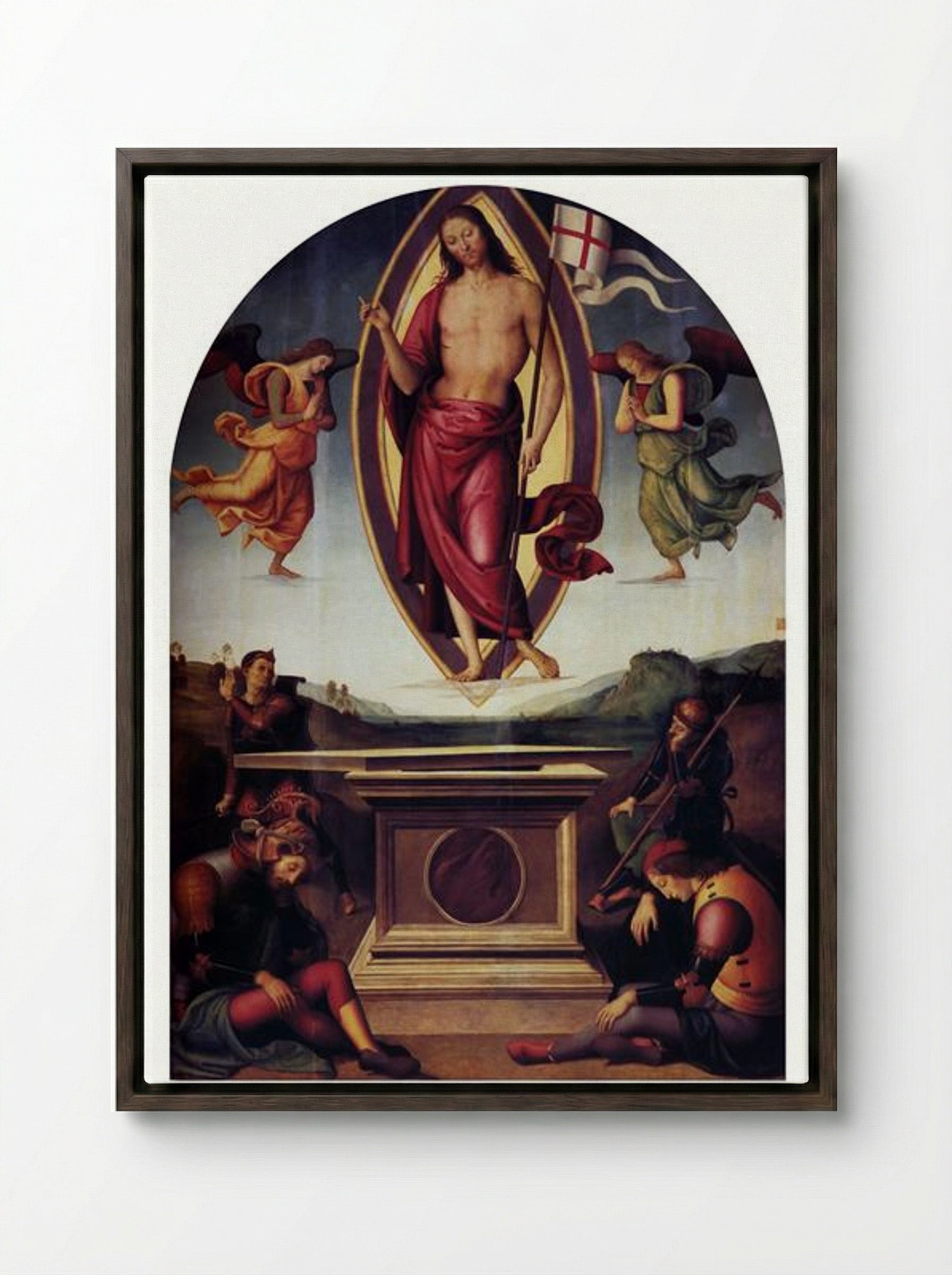 Resurrection - Pietro Perugino - Framed Canvas Dark Wood