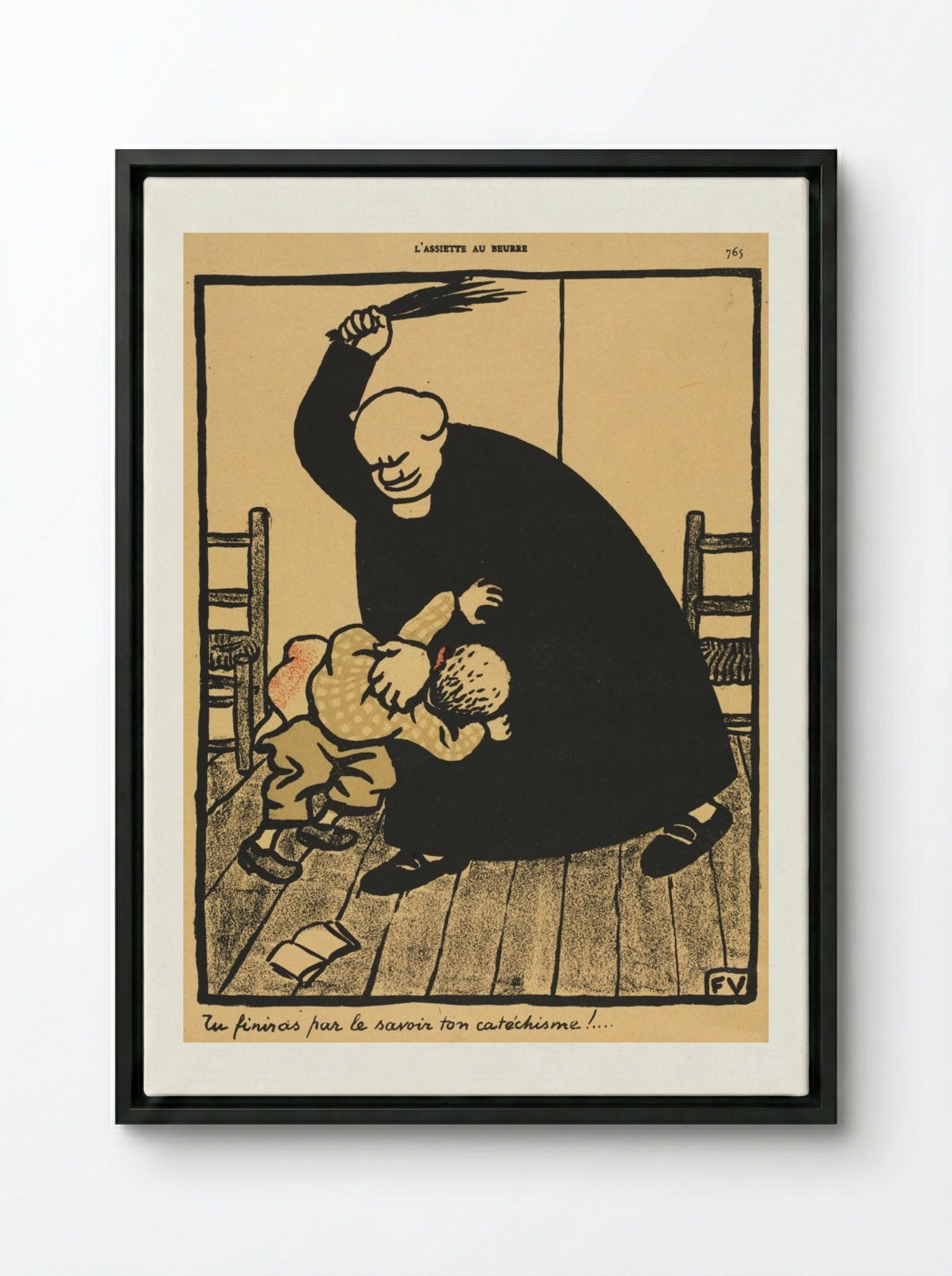 You'll learn... - Félix Vallotton - Framed Canvas Black