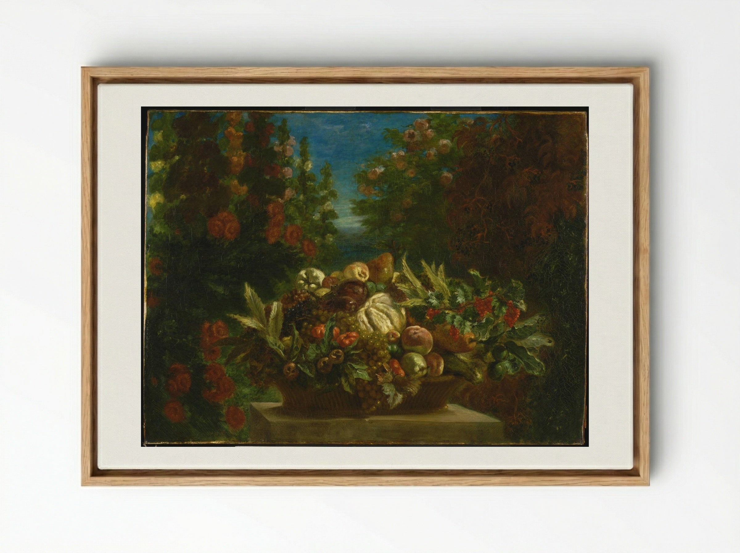Basket of Flowers - Eugène Delacroix - Framed Canvas Wood