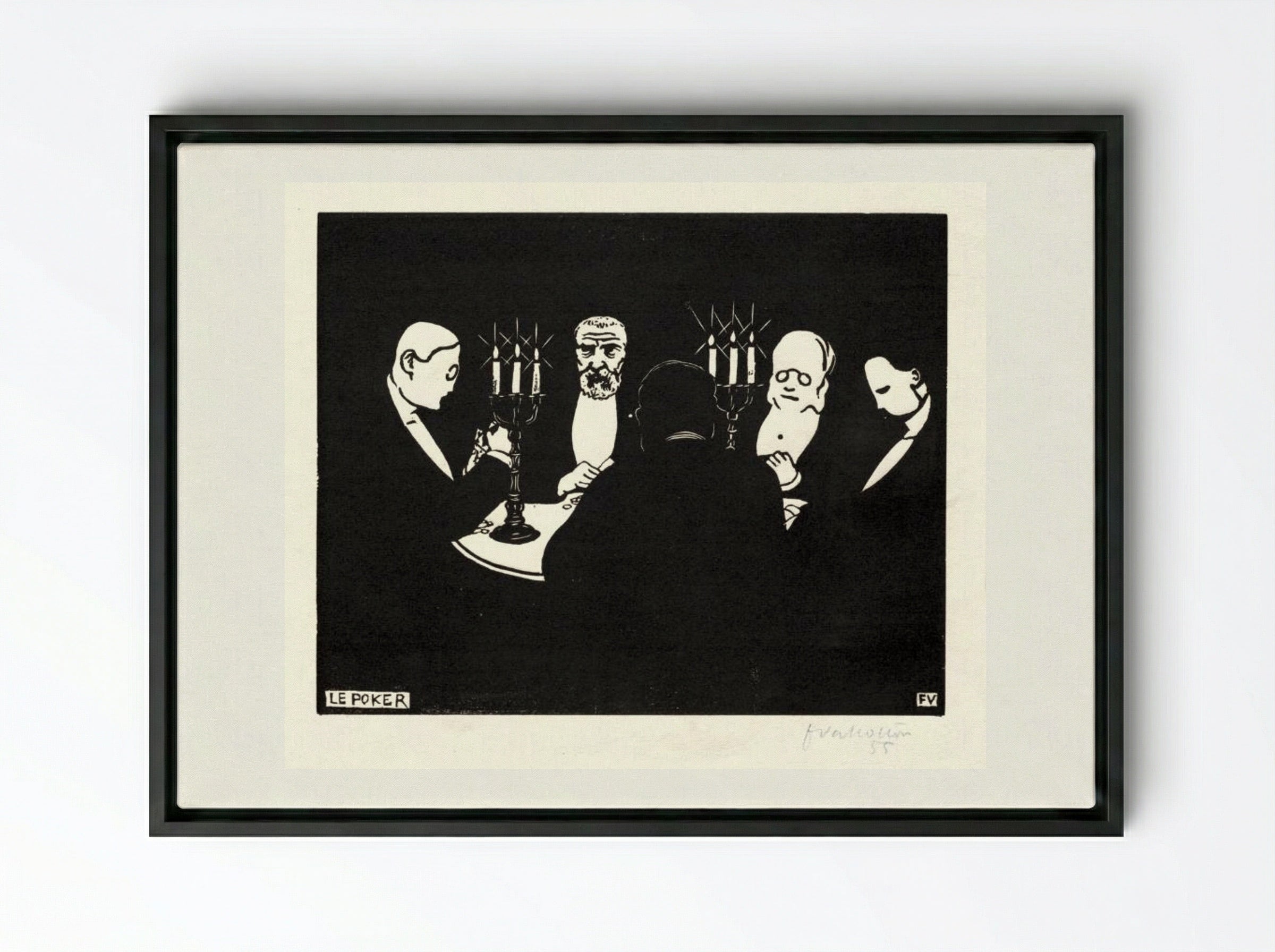 Le Poker - Félix Vallotton - Framed Canvas Black