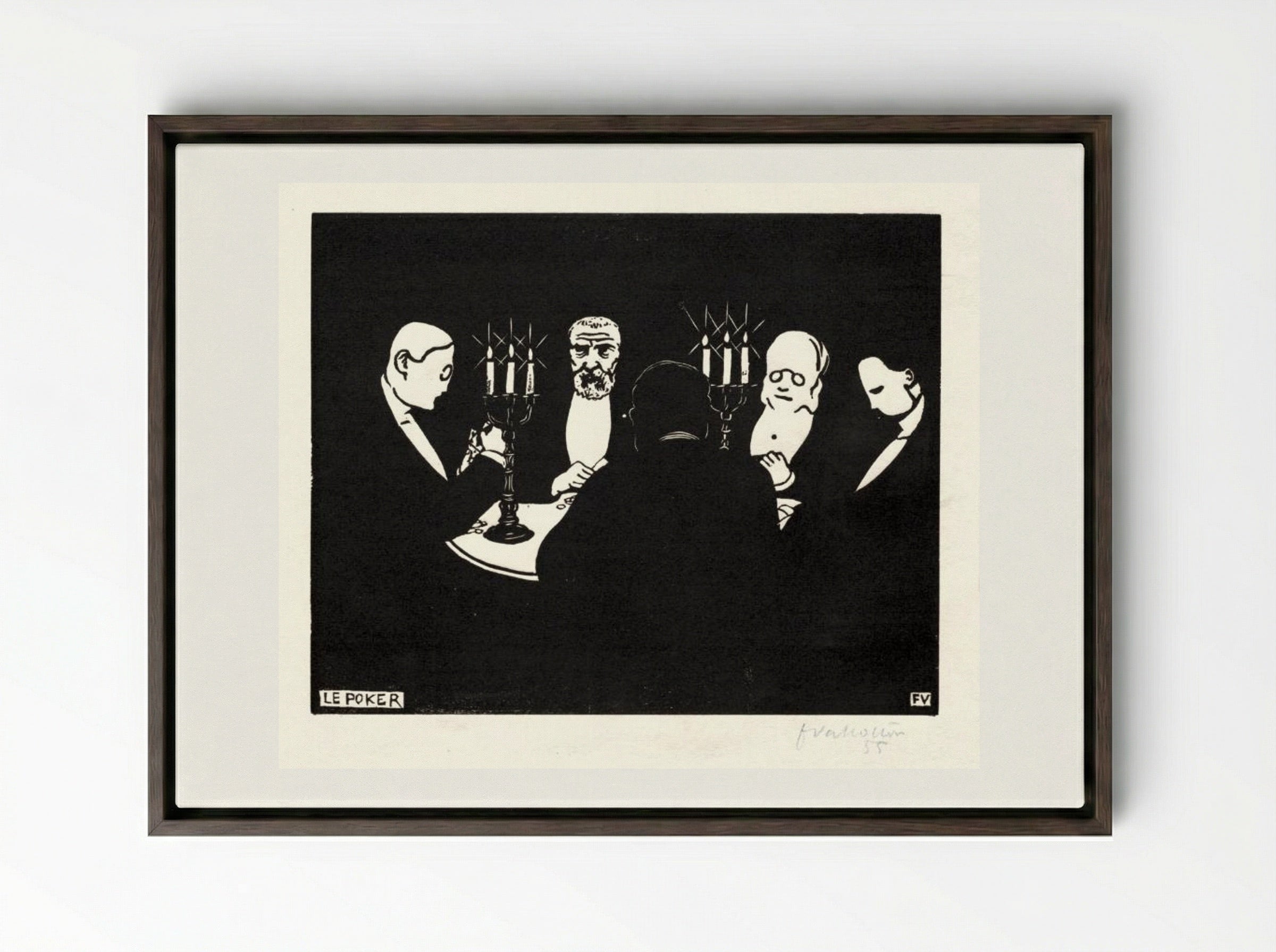 Le Poker - Félix Vallotton - Framed Canvas Dark Wood