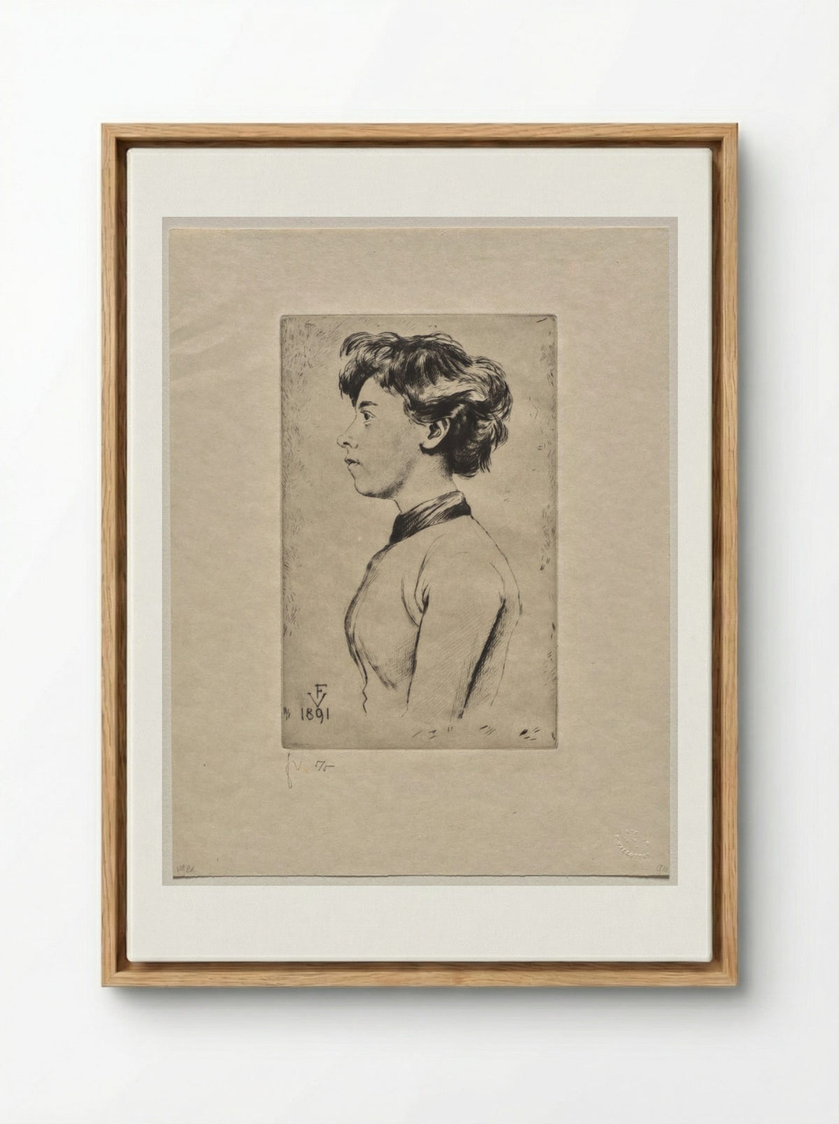 Young Girl in Profile - Félix Vallotton - Framed Canvas Wood