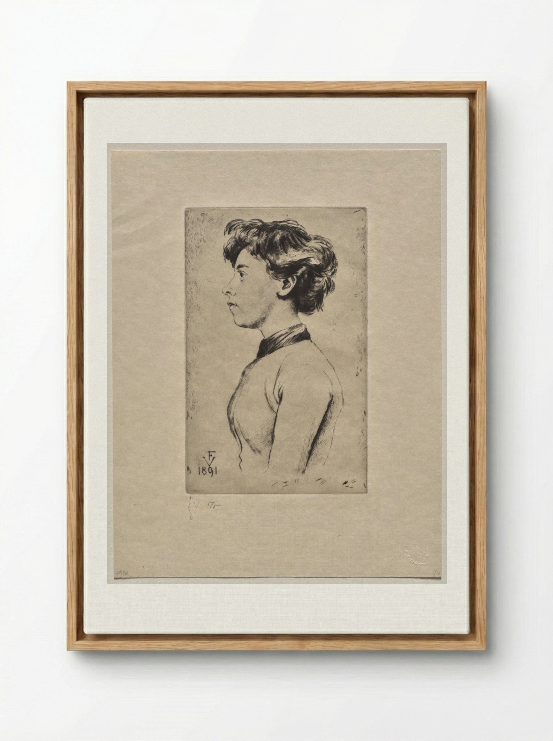 Young Girl in Profile - Félix Vallotton - Framed Canvas Wood