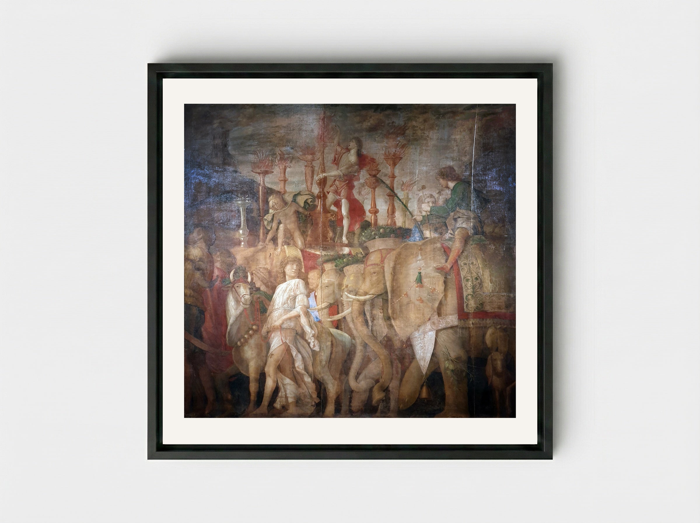 Triumph of Caesar: The Elephants - Andrea Mantegna - Framed Canvas Black