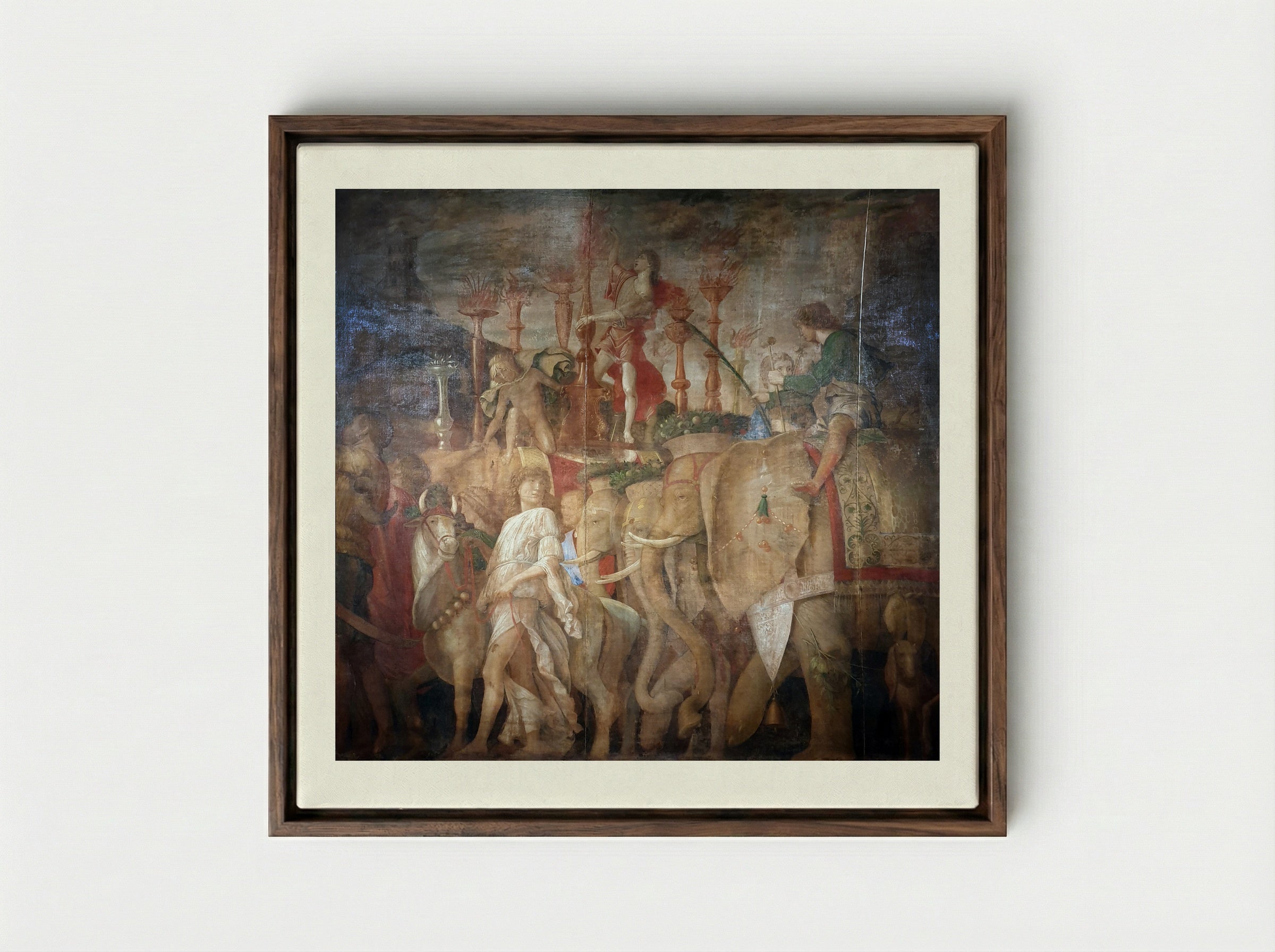 Triumph of Caesar: The Elephants - Andrea Mantegna - Framed Canvas Dark Wood