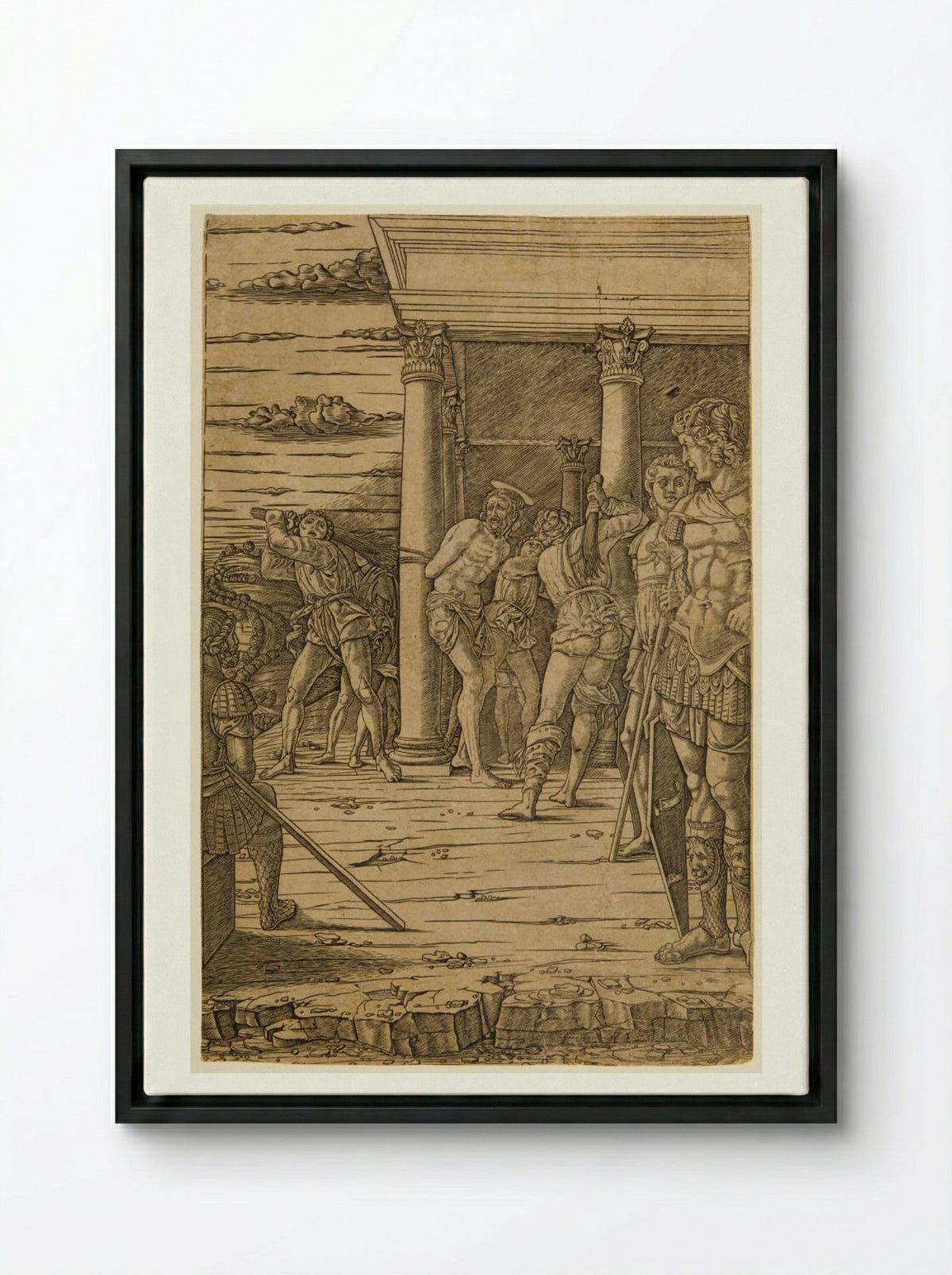 The Flagellation - Andrea Mantegna - Framed Canvas Black