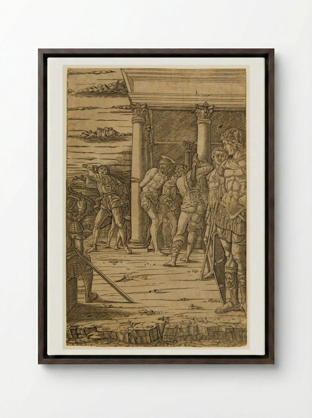 The Flagellation - Andrea Mantegna - Framed Canvas Dark Wood