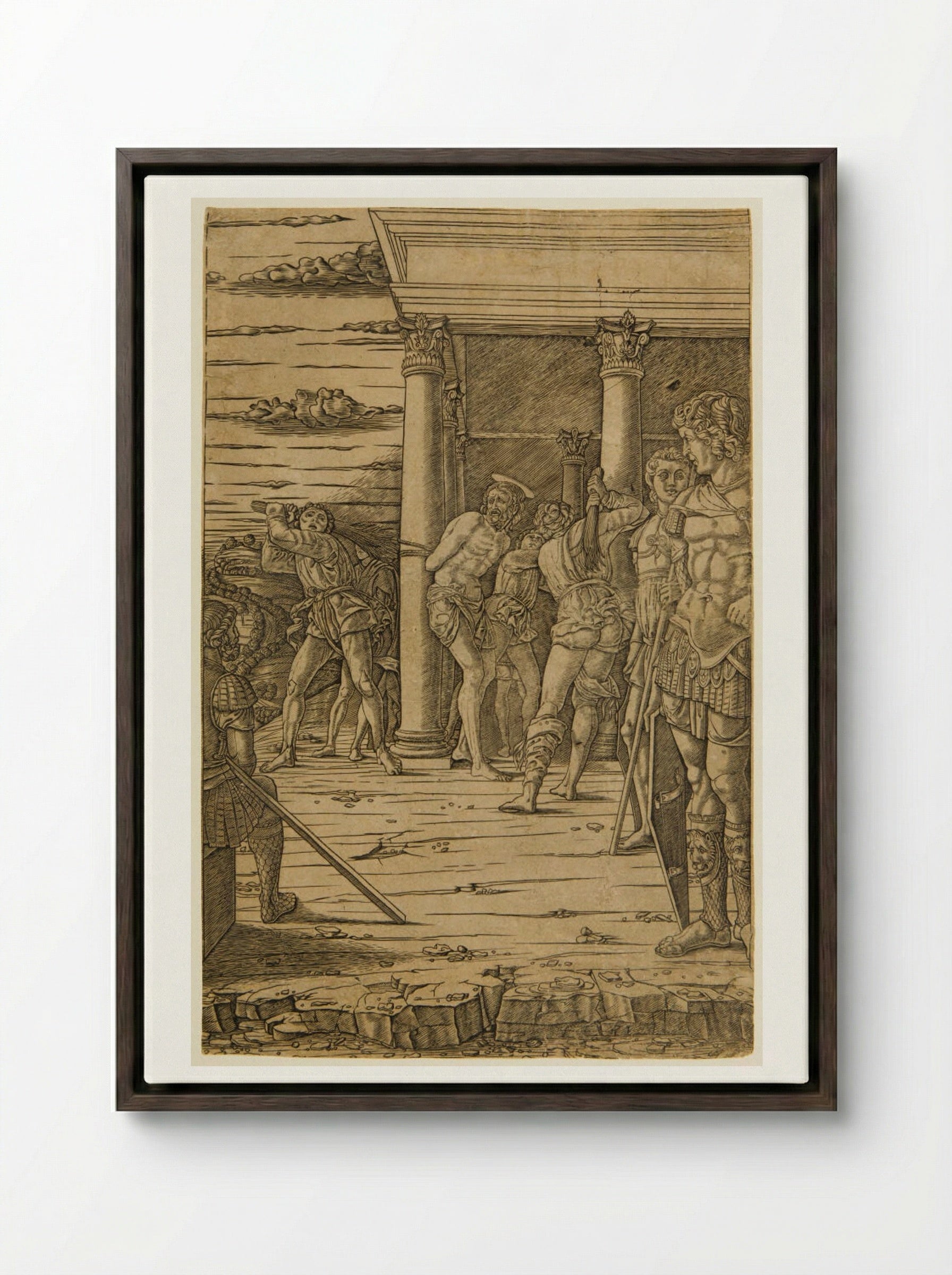 The Flagellation - Andrea Mantegna - Framed Canvas Dark Wood