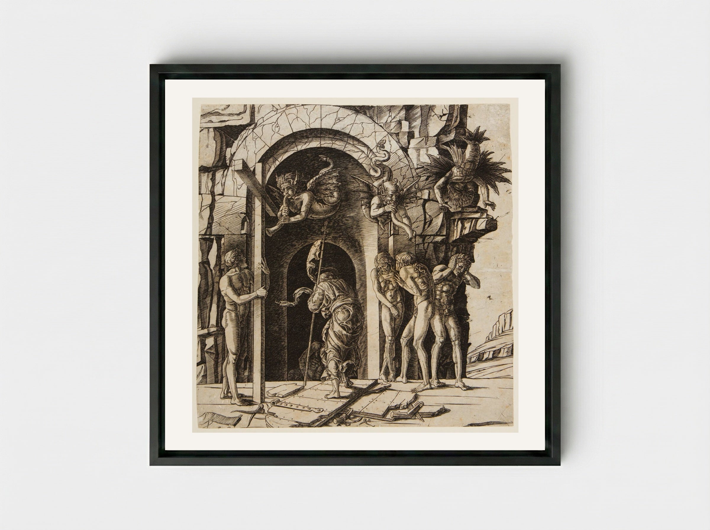 Christ Descending into Hell - Andrea Mantegna - Framed Canvas Black