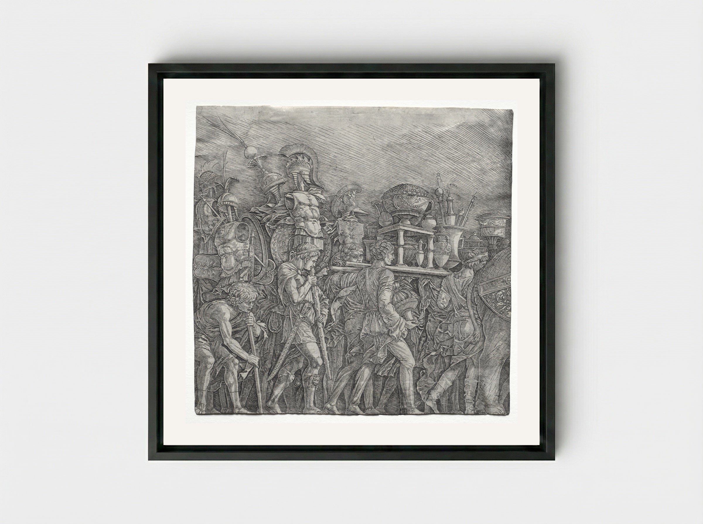 Triumph of Caesar: The Corselet Bearers - Andrea Mantegna - Framed Canvas Black