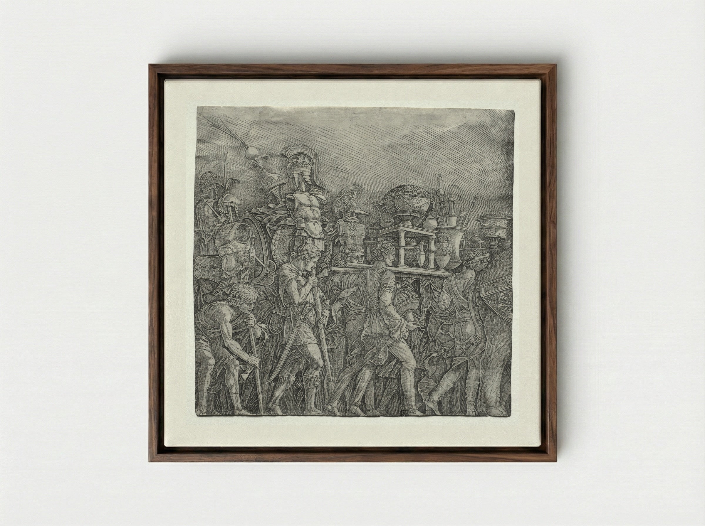 Triumph of Caesar: The Corselet Bearers - Andrea Mantegna - Framed Canvas Dark Wood
