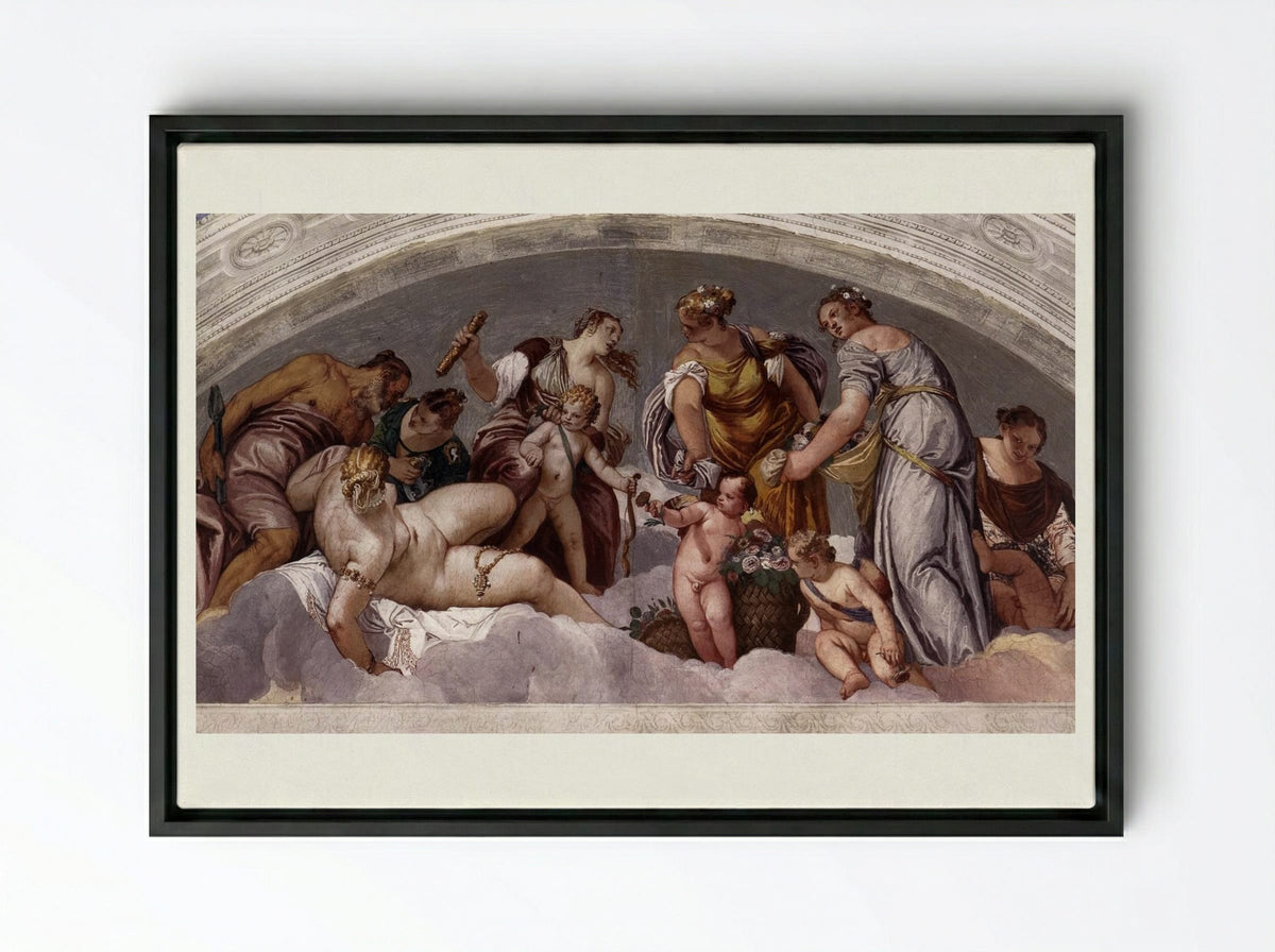 Venus and Vulcan - Paolo Veronese - Framed Canvas Black