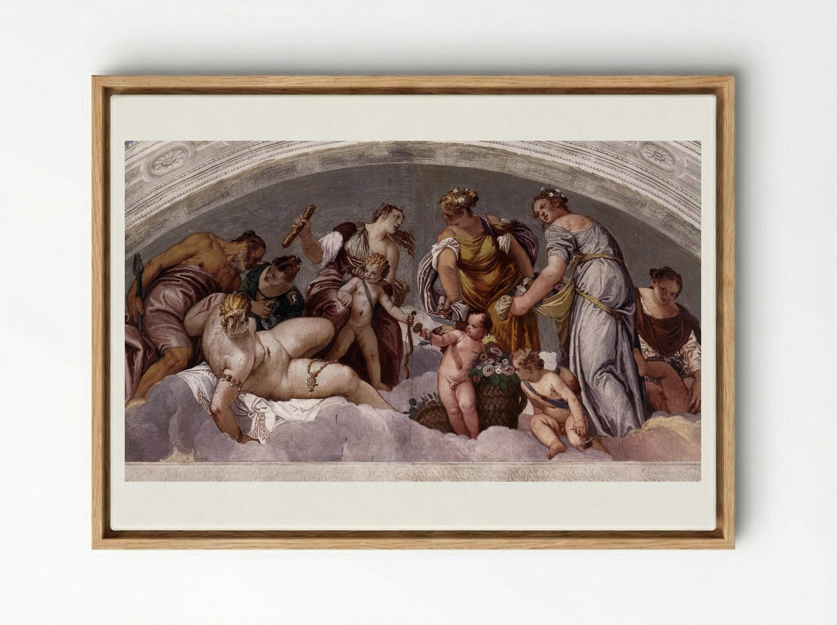 Venus and Vulcan - Paolo Veronese - Framed Canvas Wood
