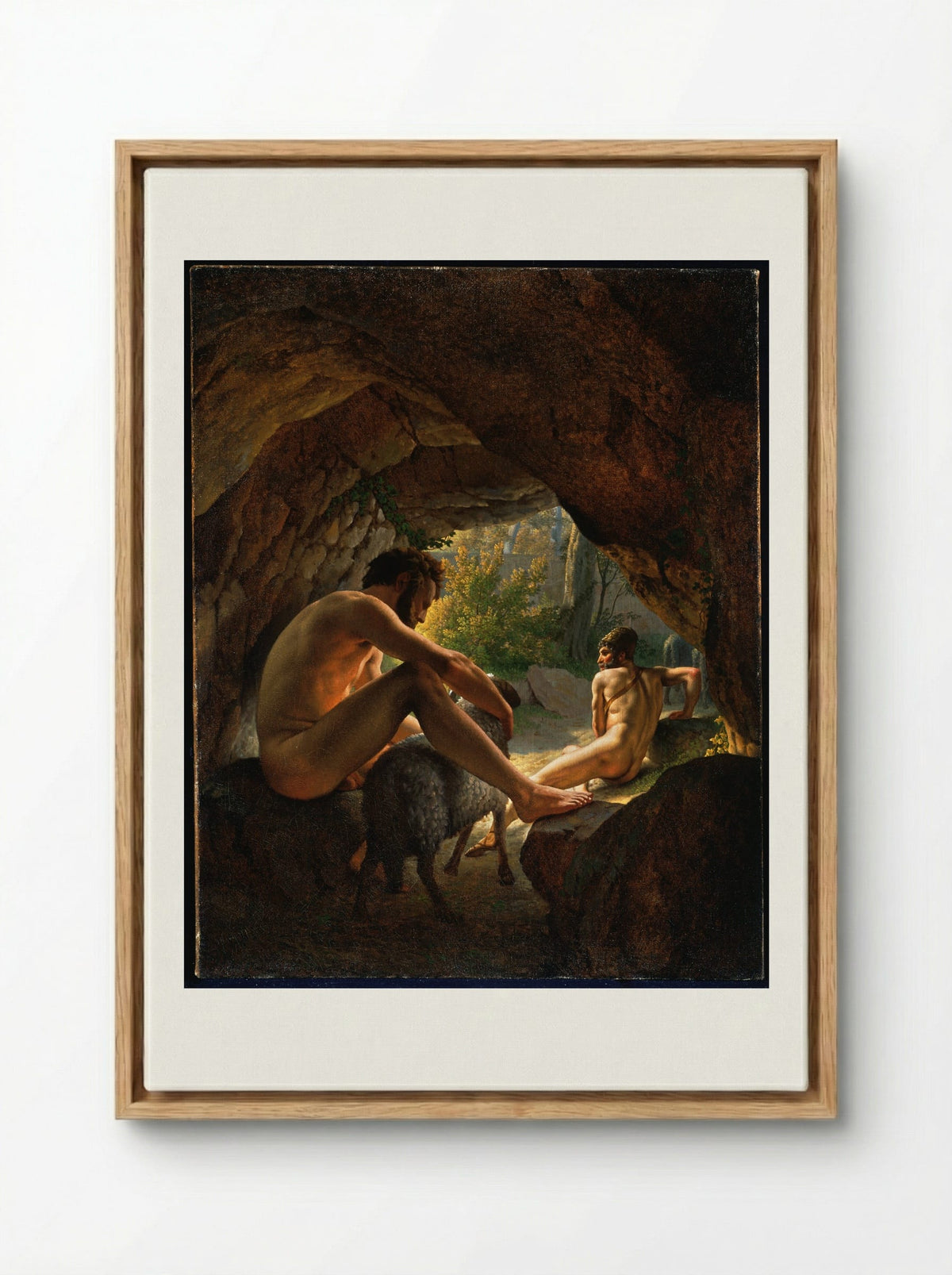Ulysses Fleeing the Cave of Polyphemus - Christoffer Wilhelm Eckersberg - Framed Canvas Wood