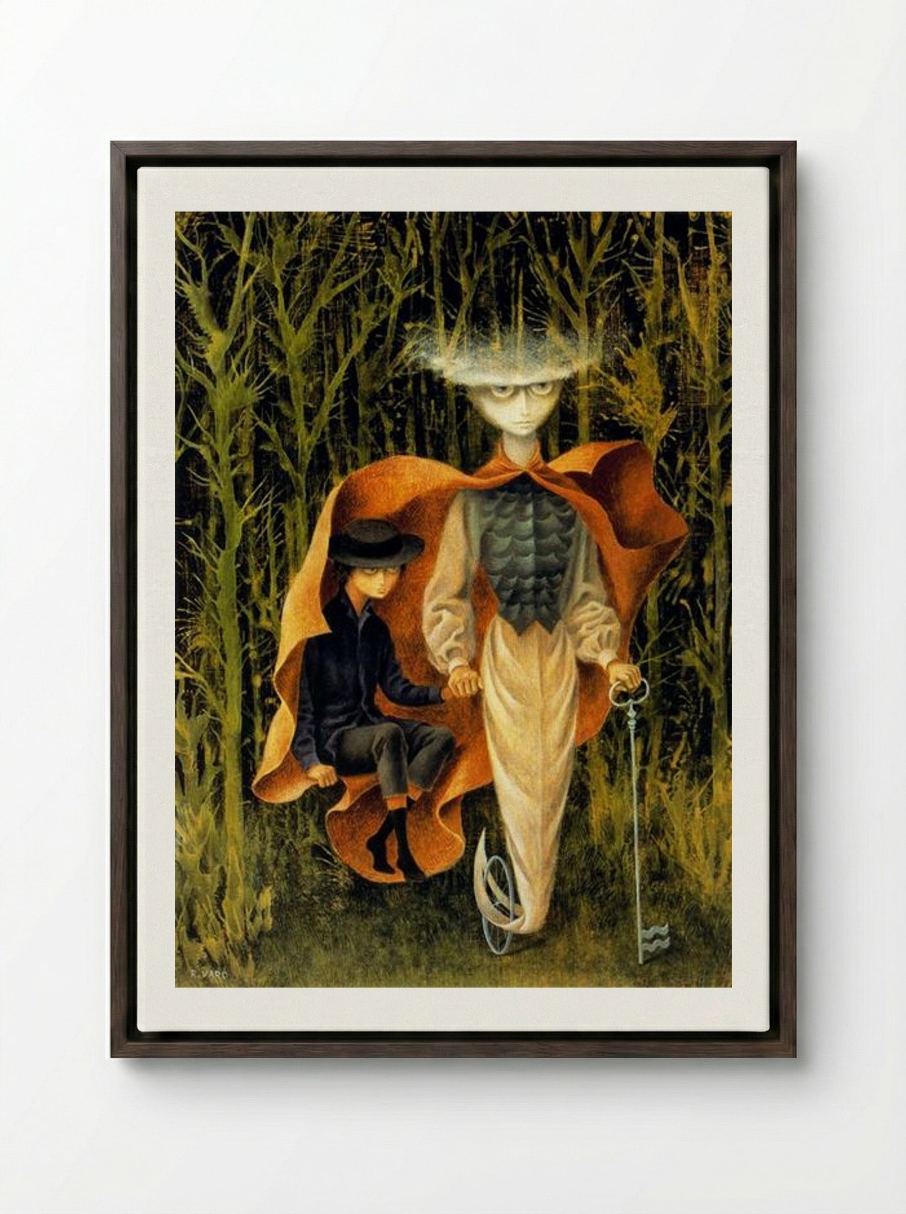 By Aquarium - Remedios Varo - Framed Canvas Dark Wood