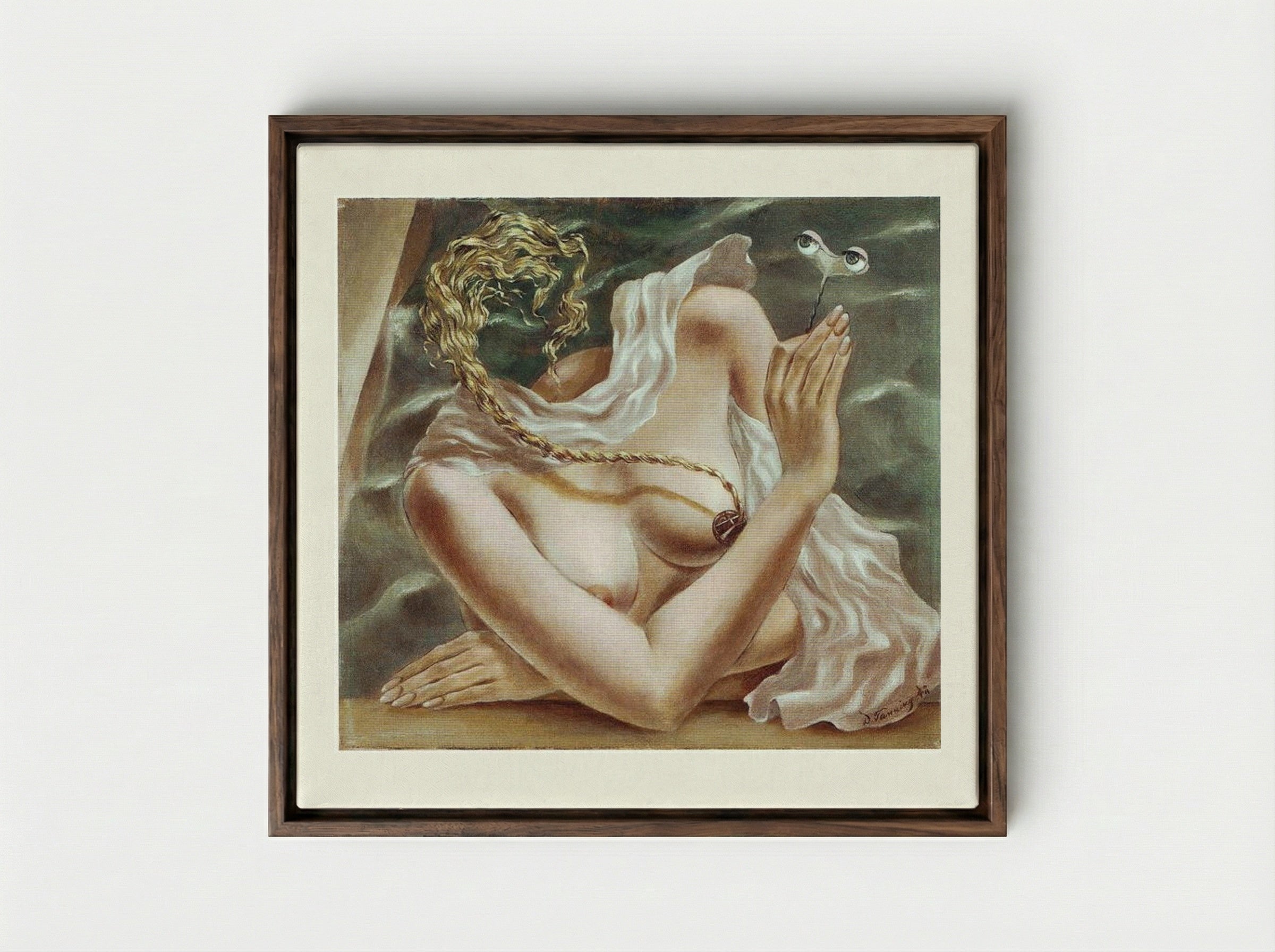Voltagem - Dorothea Tanning - Framed Canvas Dark Wood