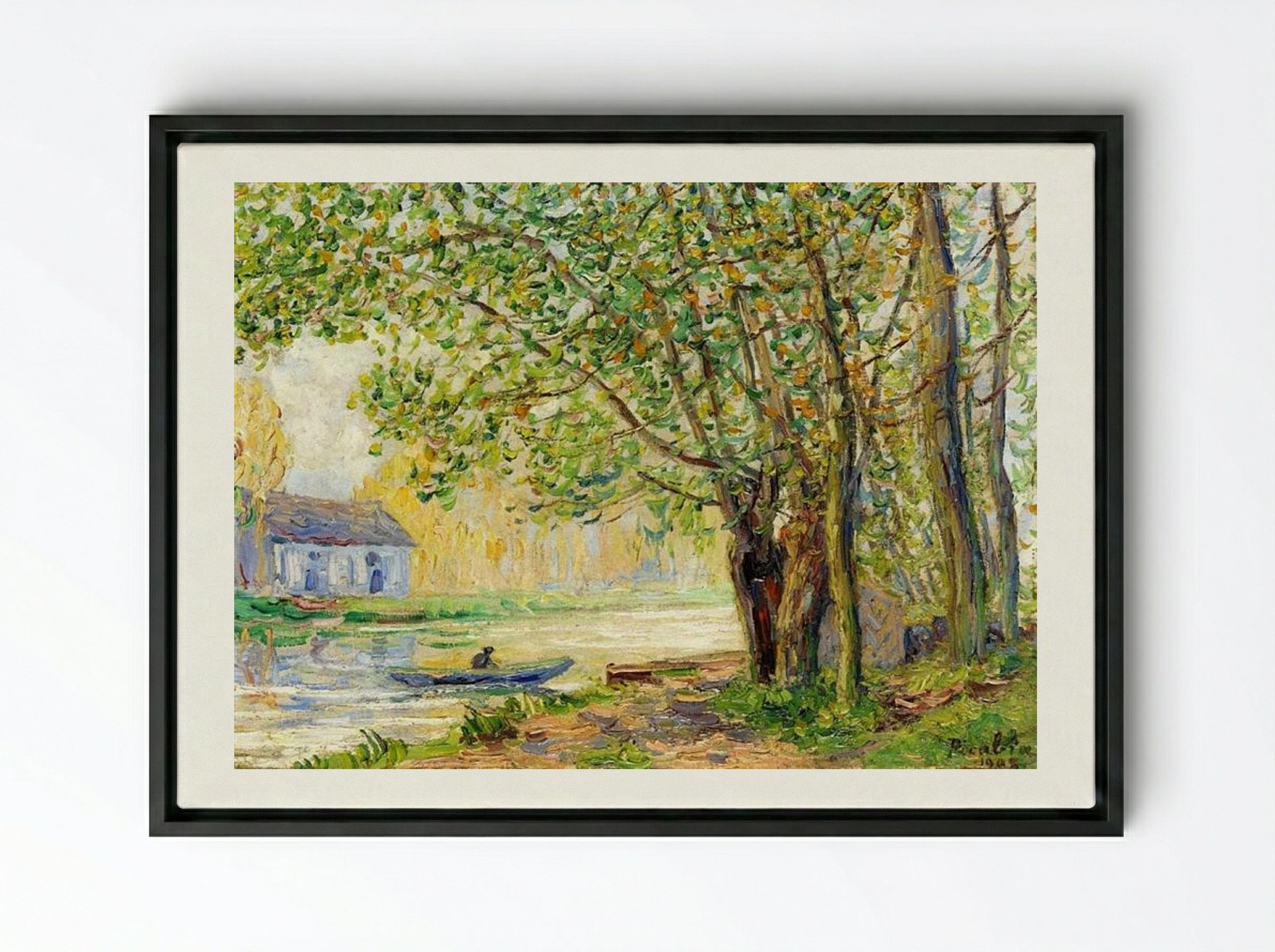 The Effect of Sun on the Banks of the Loing - Francis Picabia - Framed Canvas Black