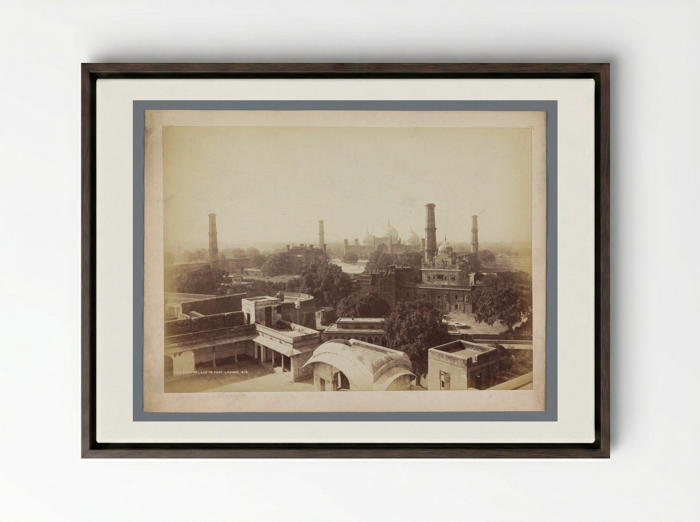 View from Palace in Fort Lahore - Samuel Bourne - Framed Canvas Dark Wood