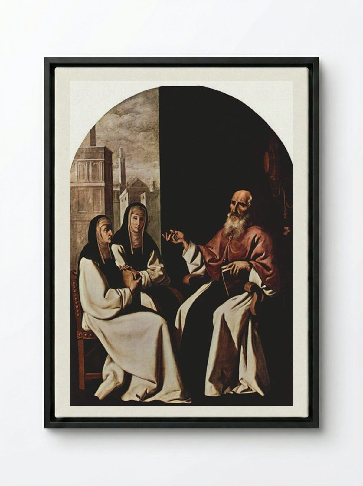 St. Jerome with St. Paula and St. Eustochium - Francisco de Zurbarán - Framed Canvas Black